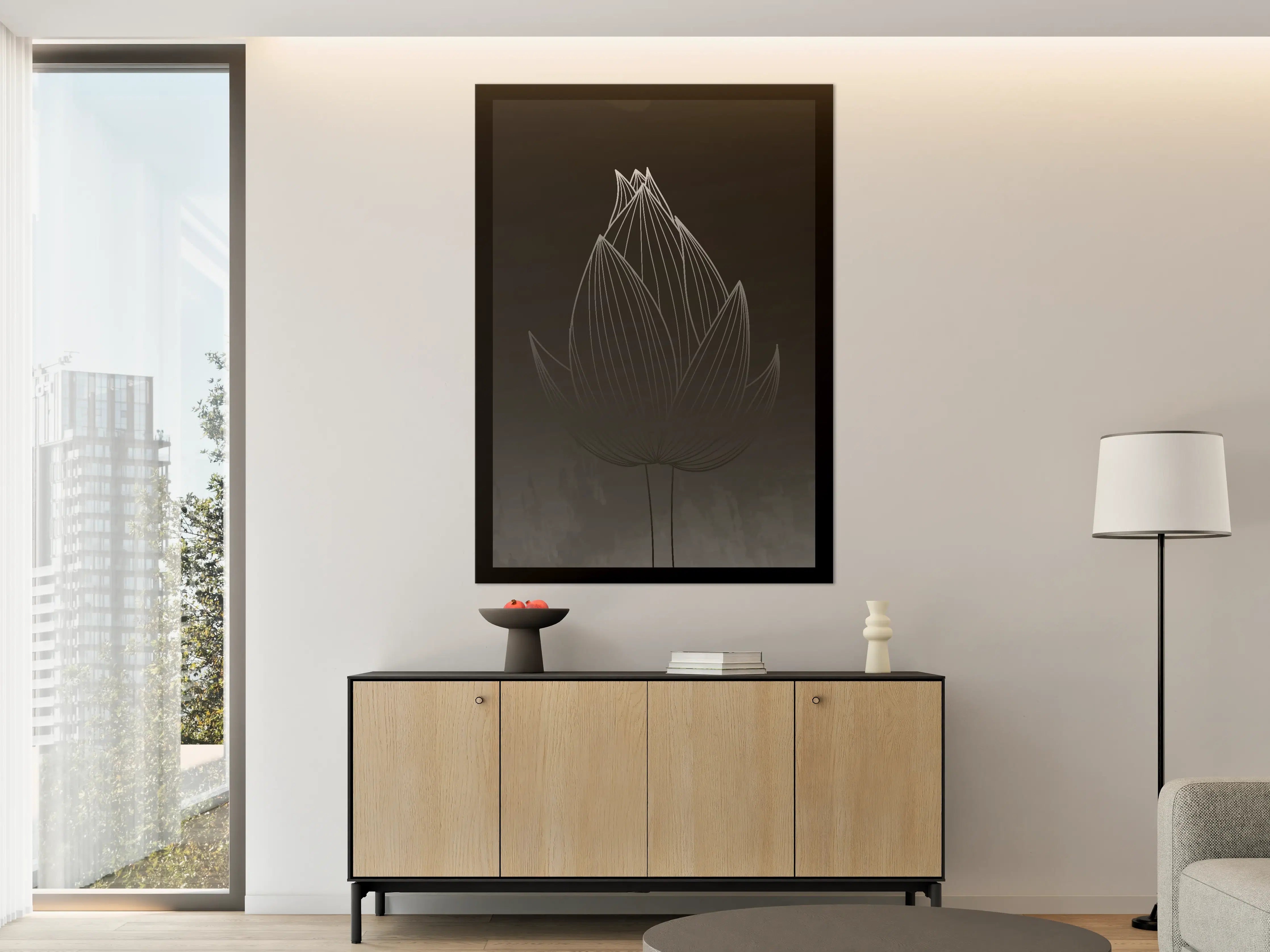 Große Wandbilder - Moderner Lotus mit Gradienten-Hintergrund