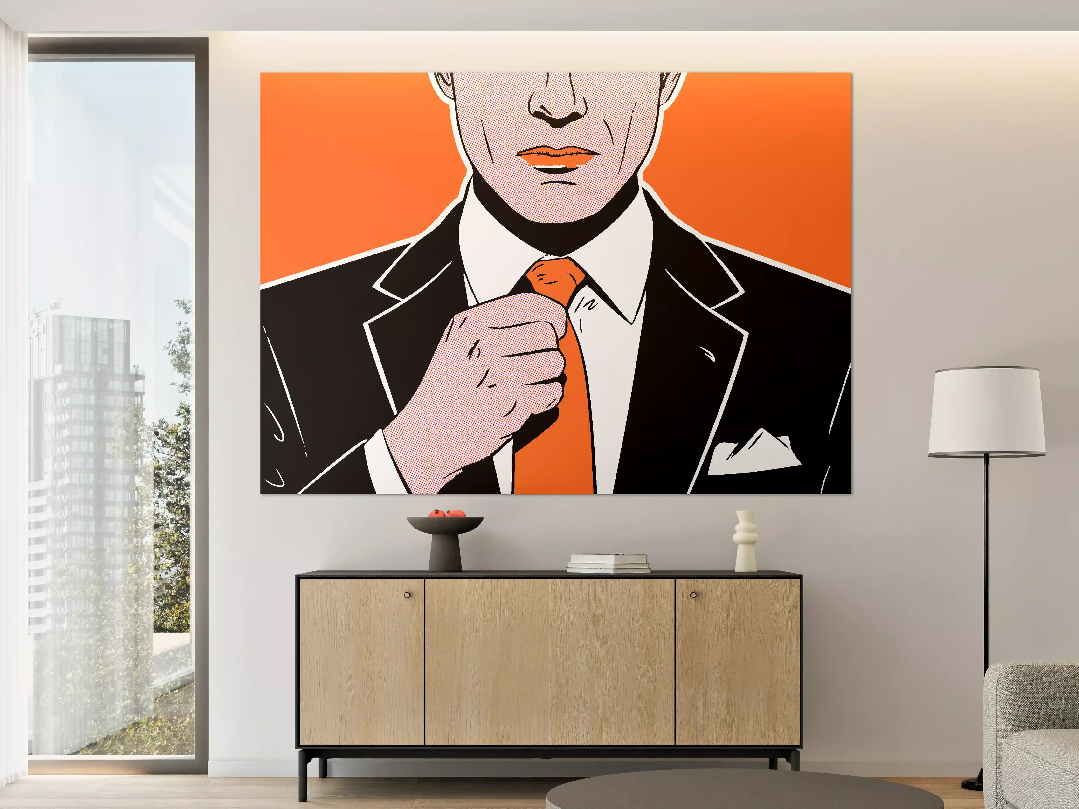 Große Wandbilder - Moderner Pop-Art-Style mit orange-akzentuierter Eleganz