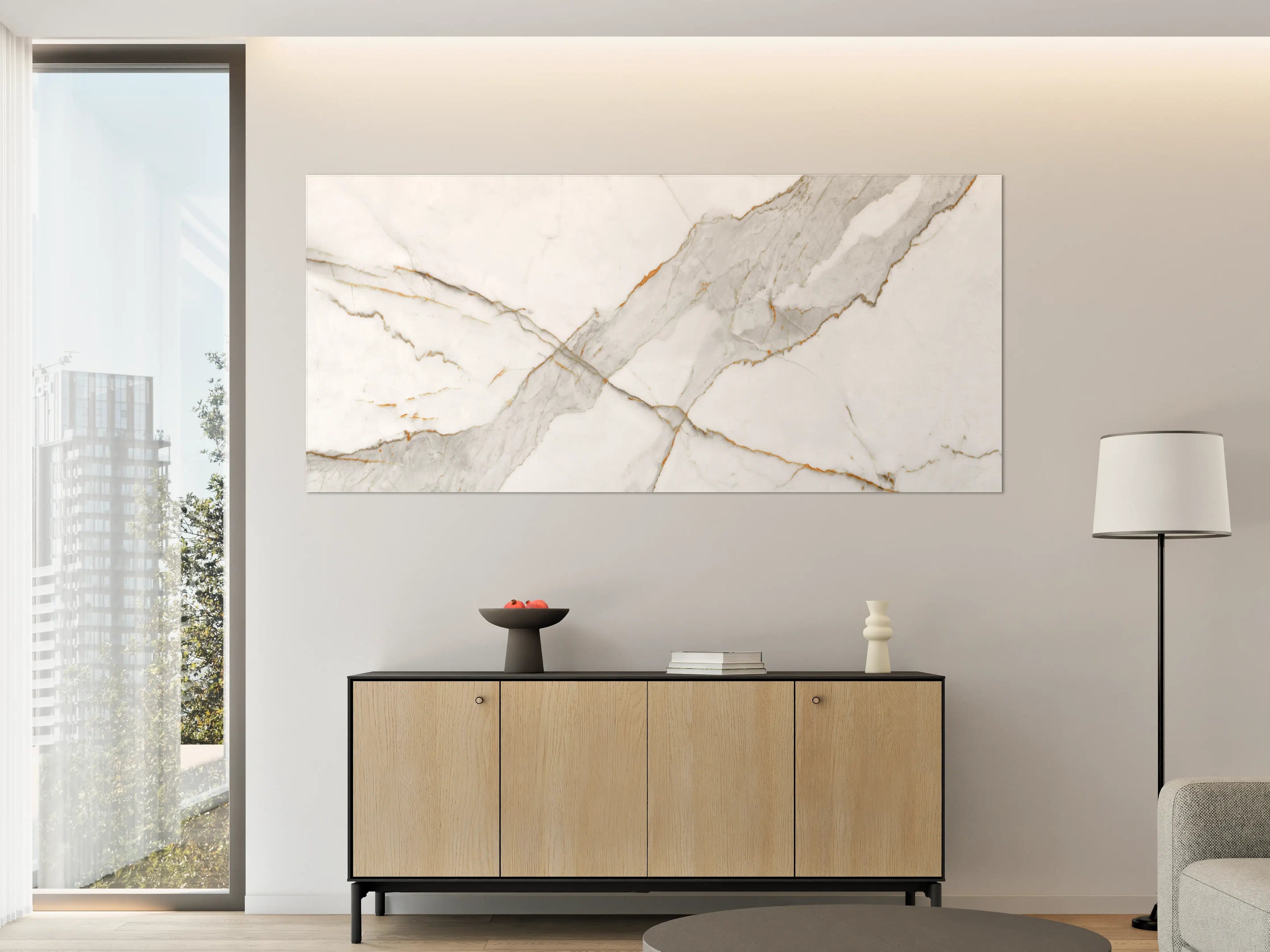 Große Wandbilder - Moderner Weiß-Grauer Marmor