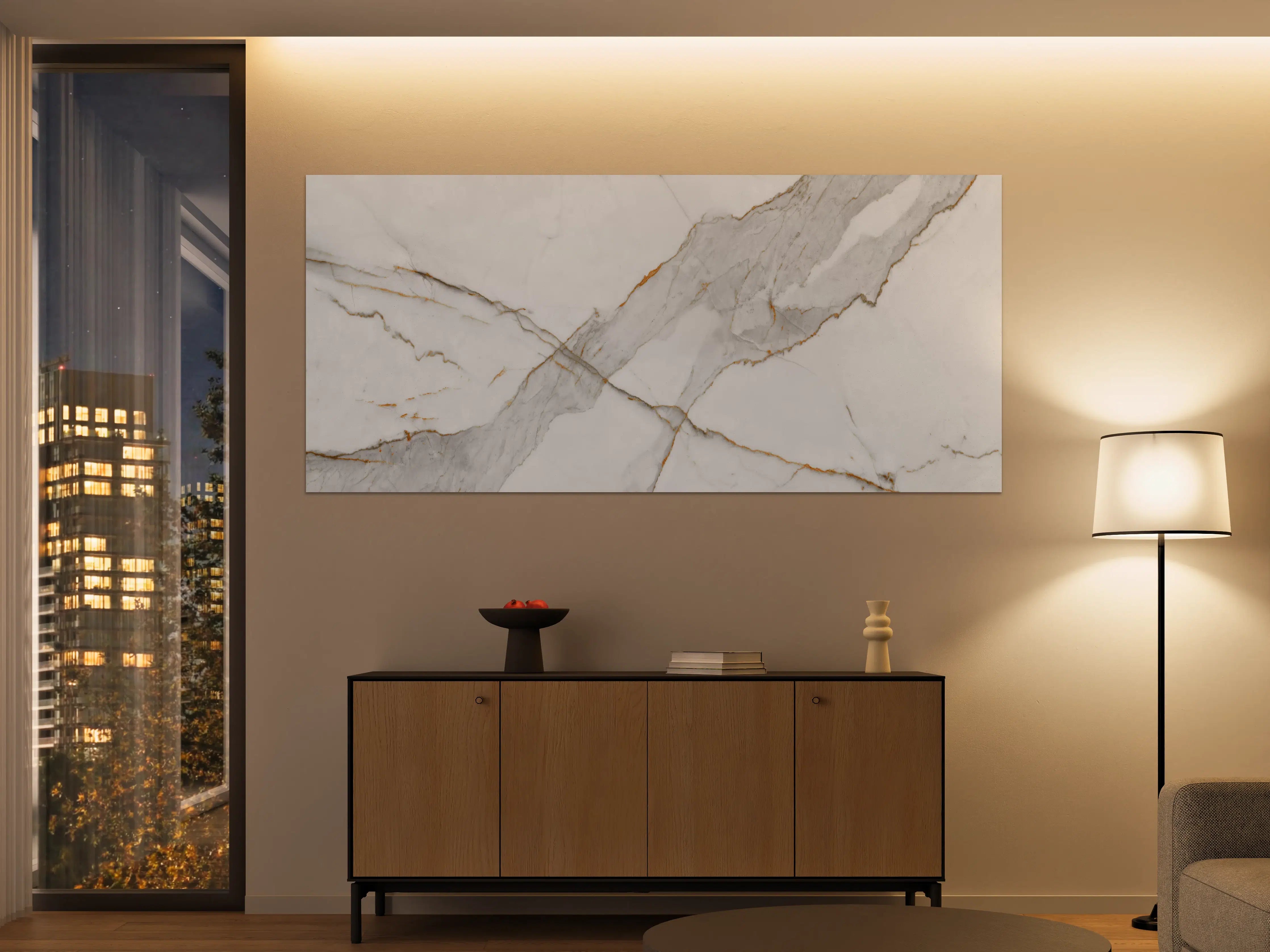 Große Wandbilder - Moderner Weiß-Grauer Marmor