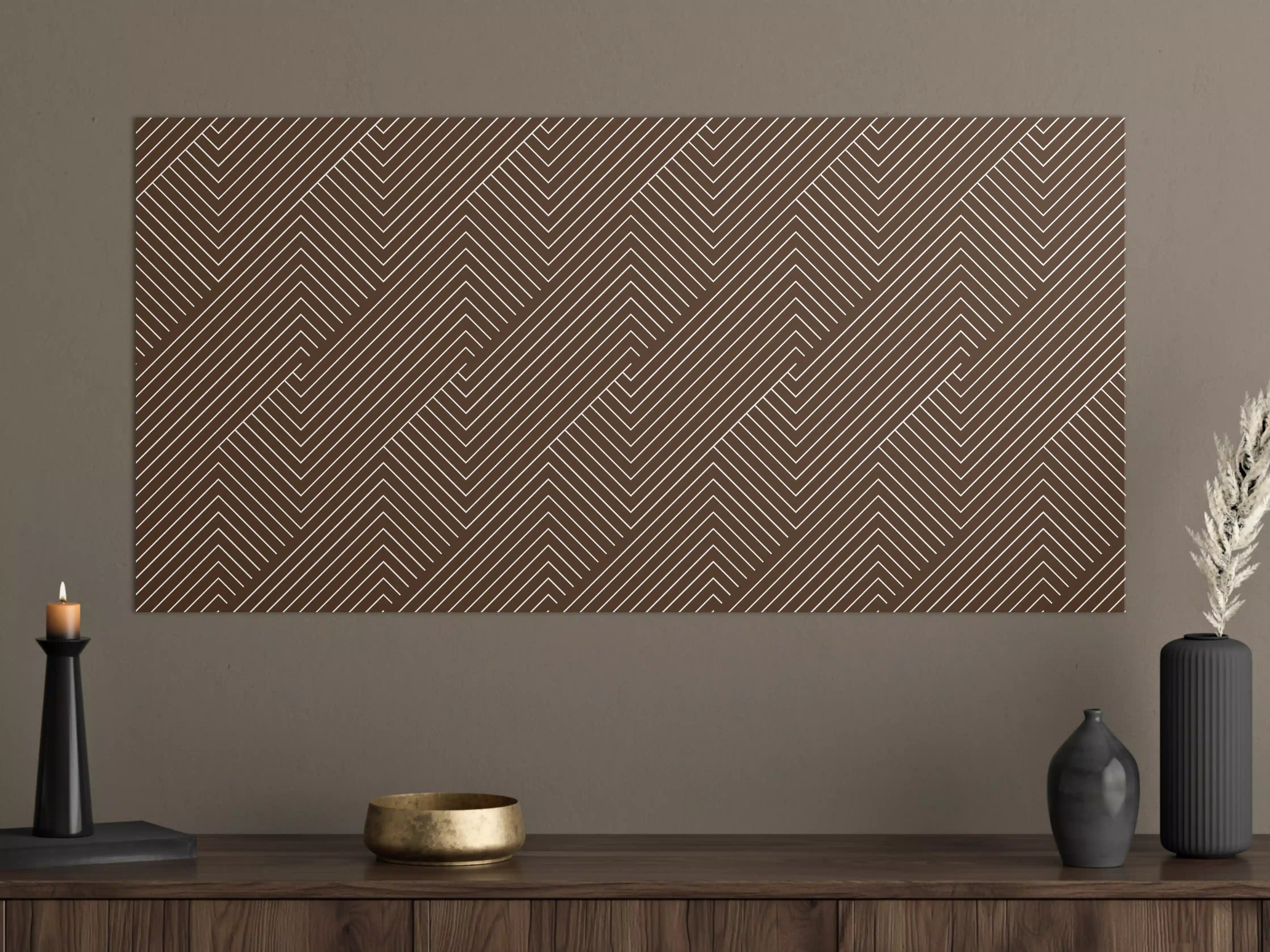 Große Wandbilder - Moderner brauner Wandputz mit geometrischen Linien