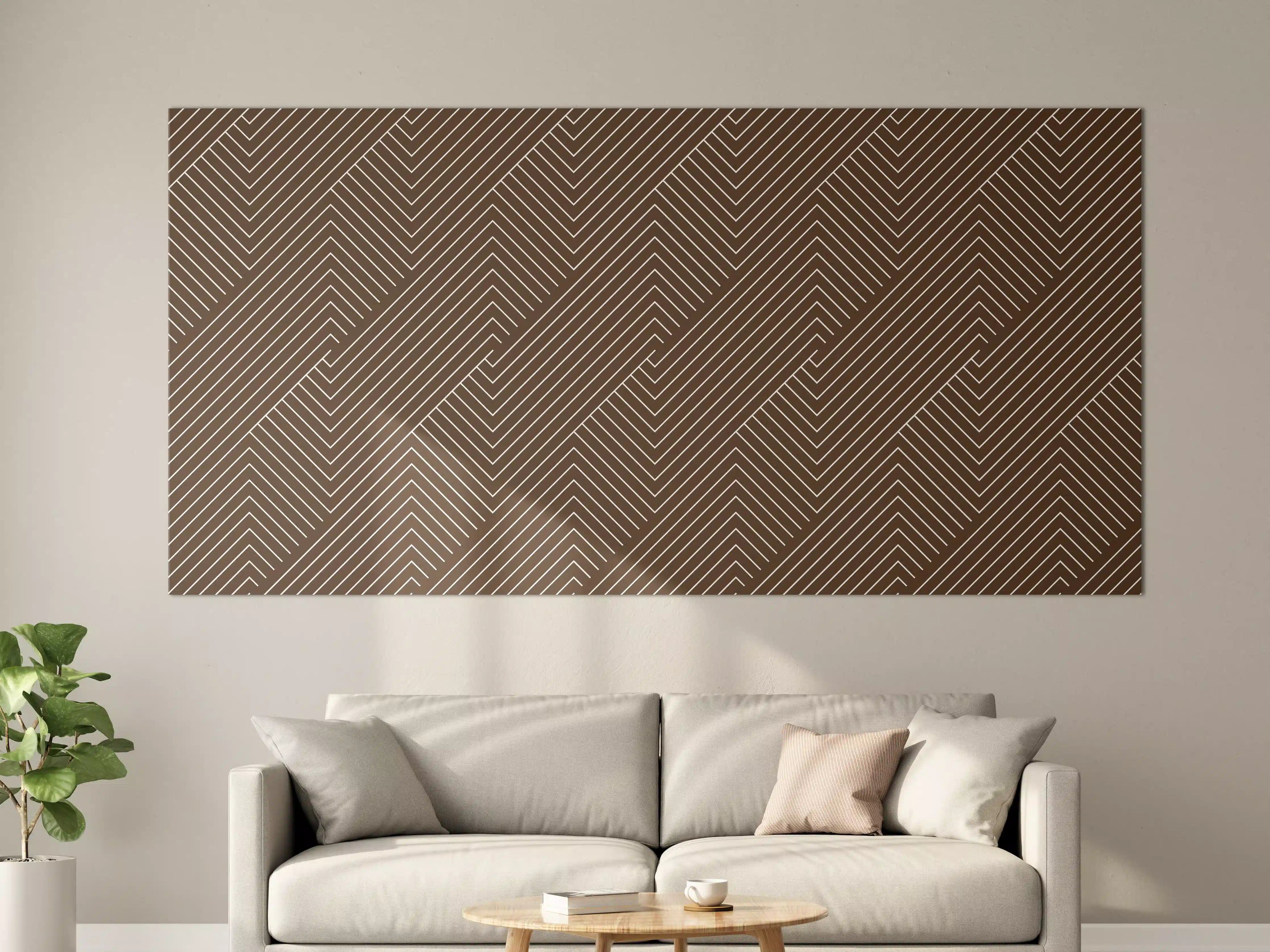 Große Wandbilder - Moderner brauner Wandputz mit geometrischen Linien