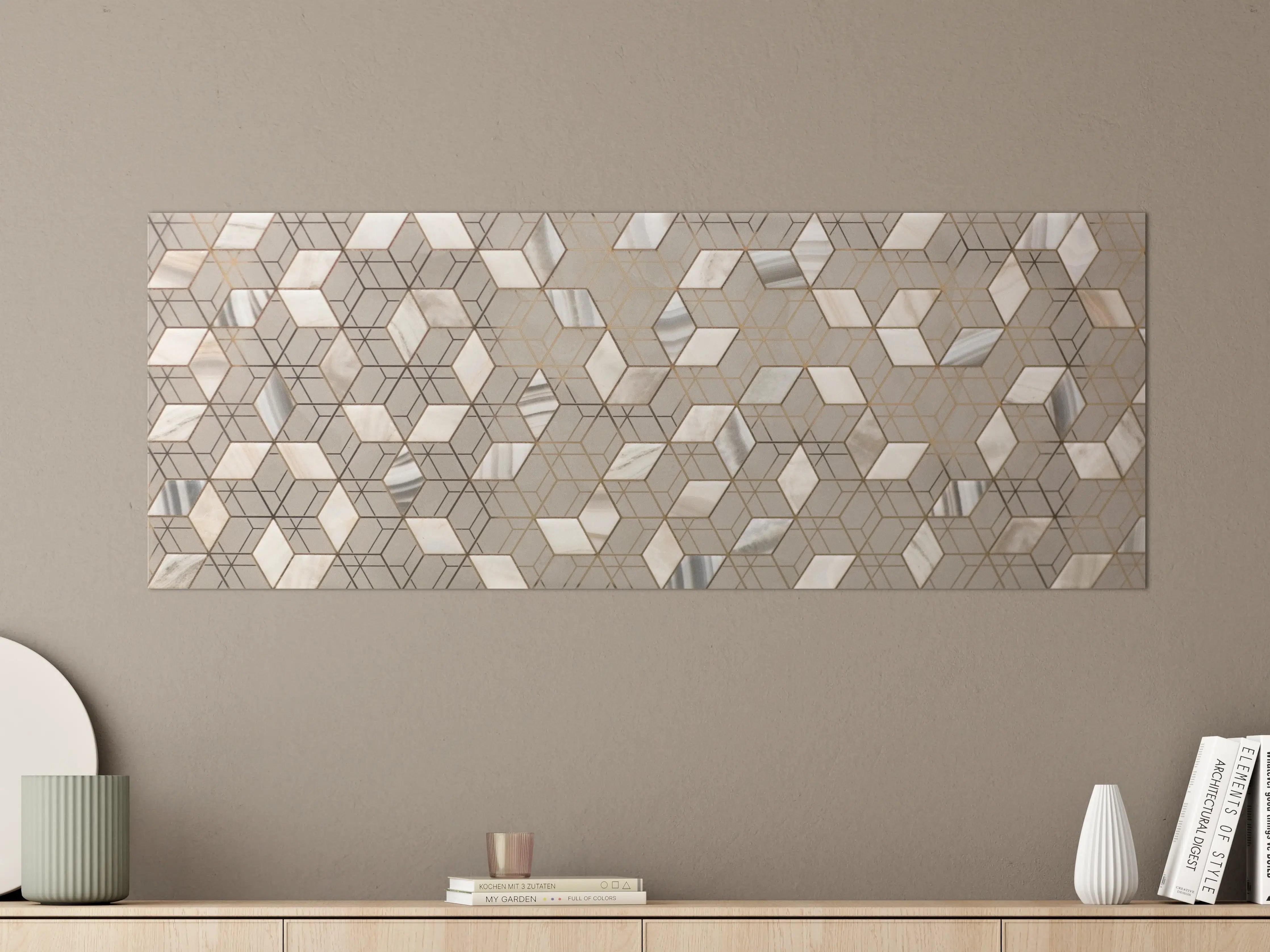Große Wandbilder - Moderner geometrischer Wanddekoration in neutralen Tönen