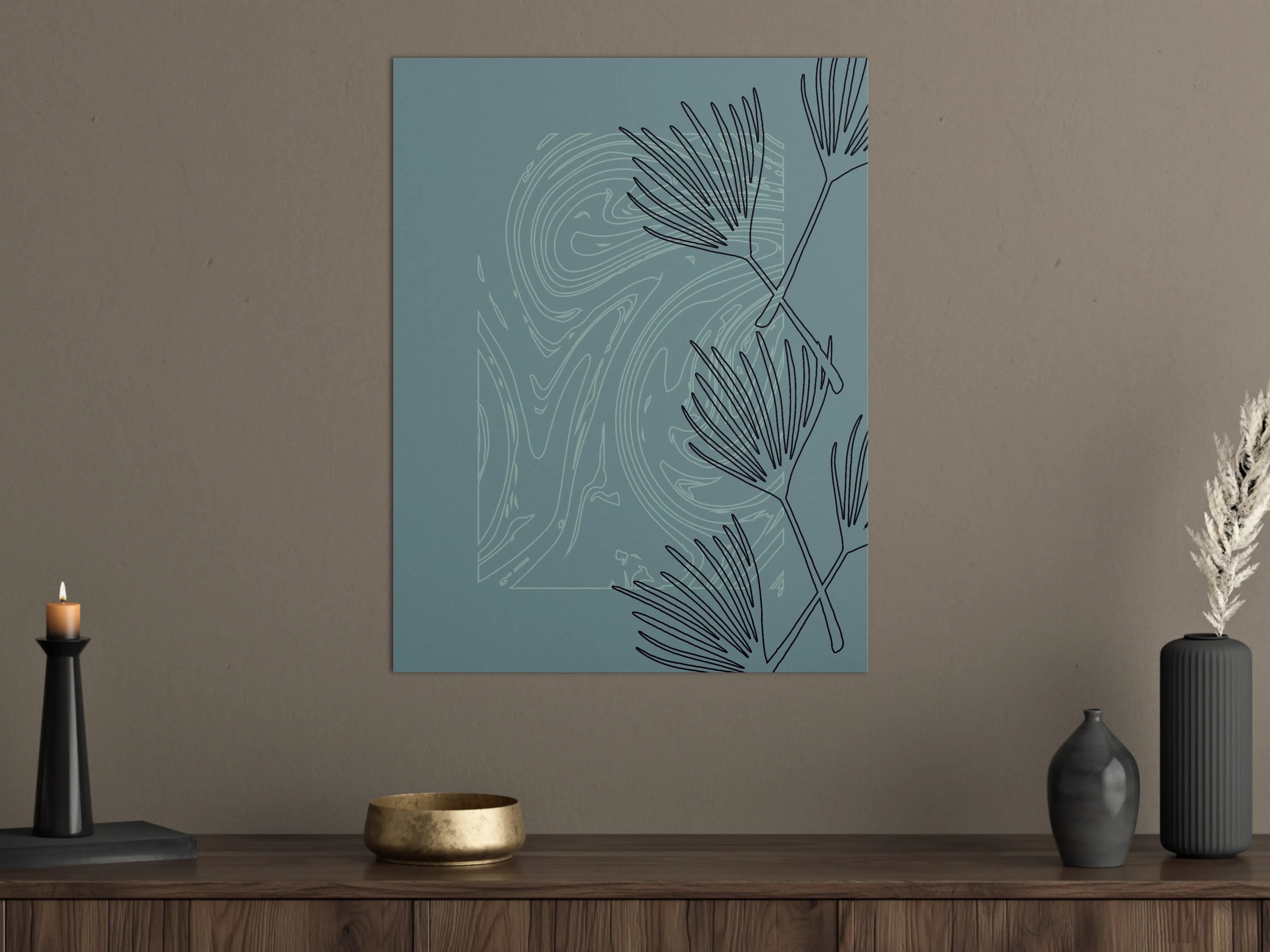 Große Wandbilder - Modernes Blau-Grün-Wandbild mit Naturmotiven