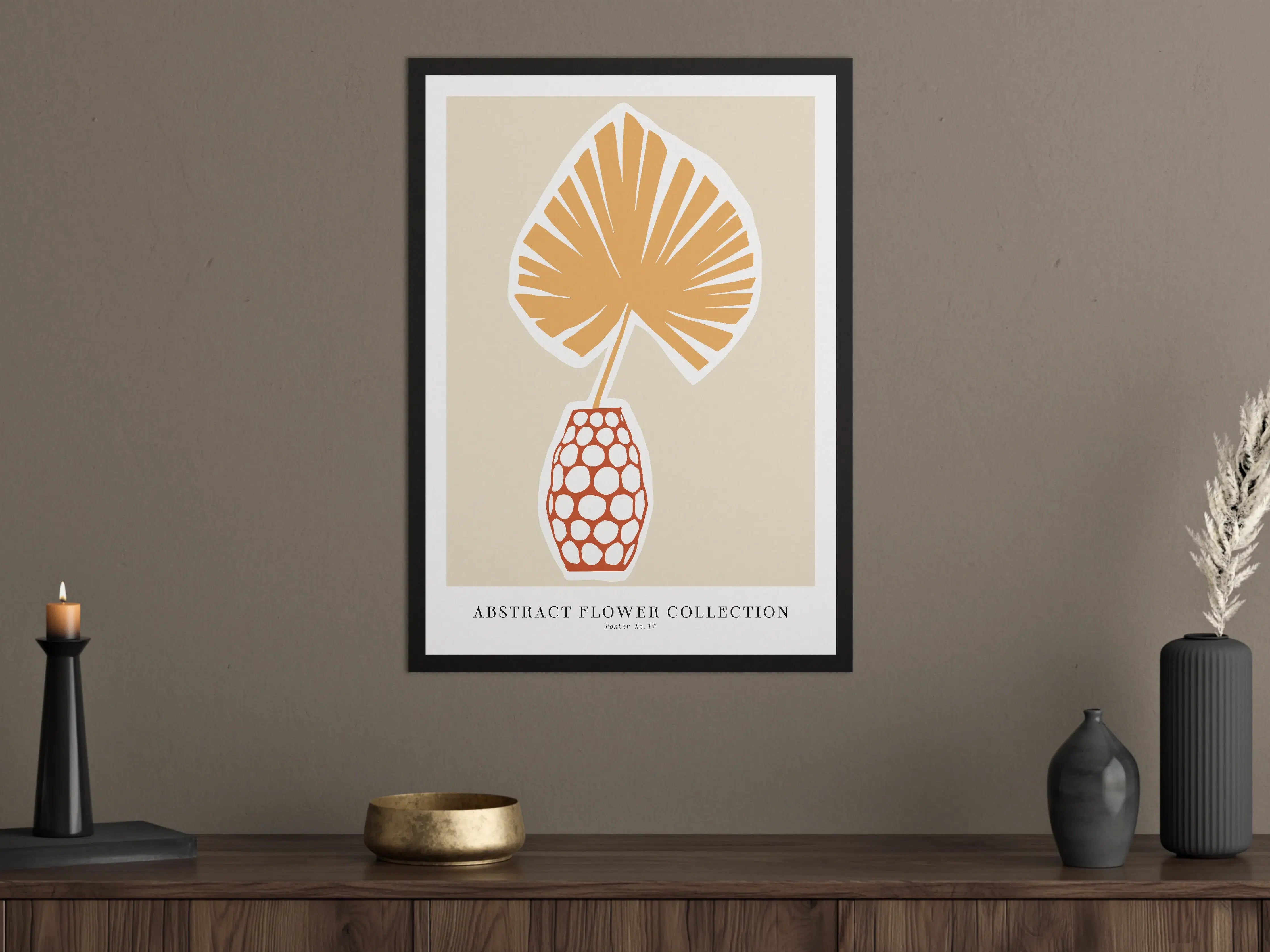 Große Wandbilder - Modernes Blumendesign in Braun und Beige