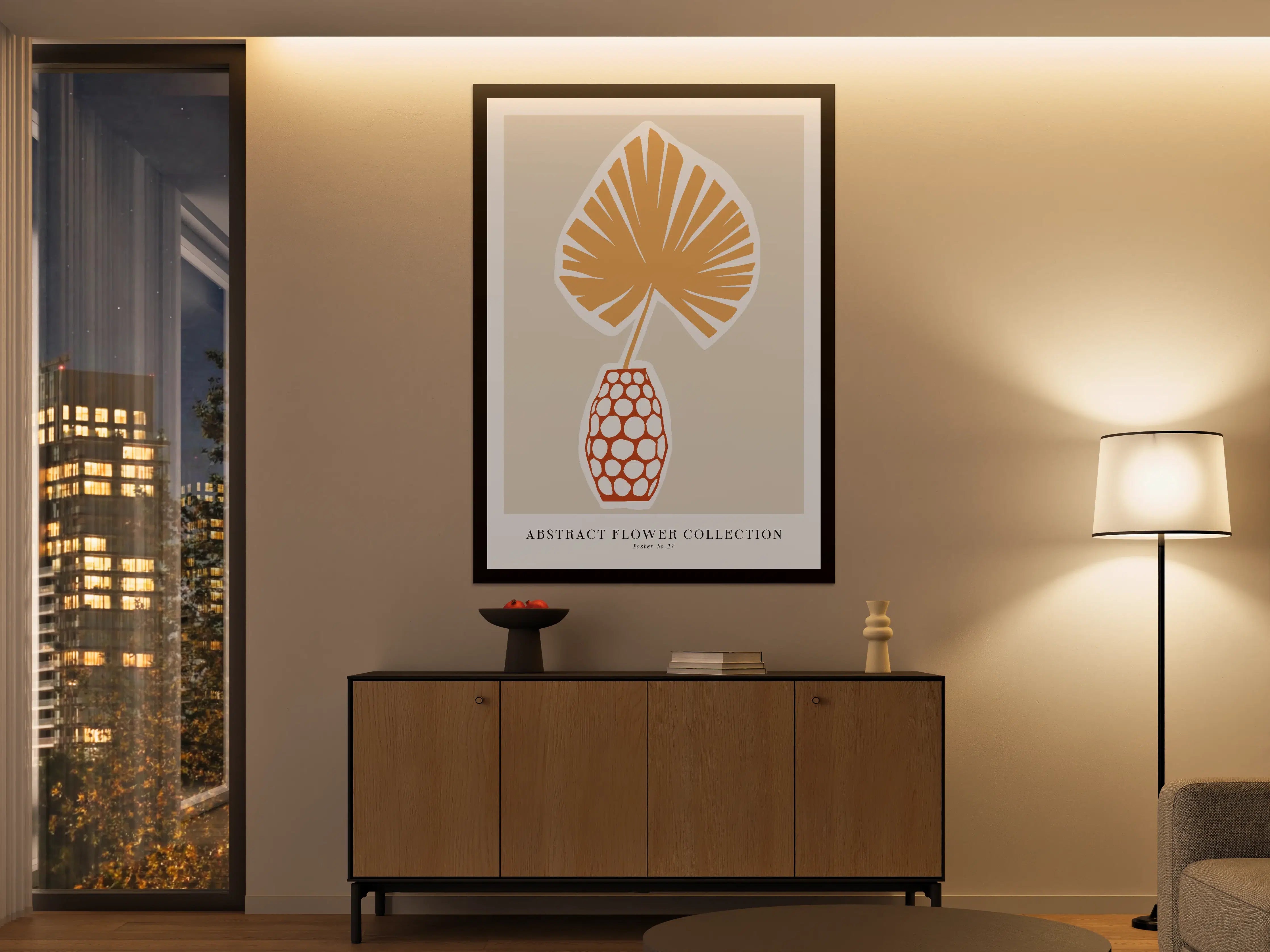 Große Wandbilder - Modernes Blumendesign in Braun und Beige