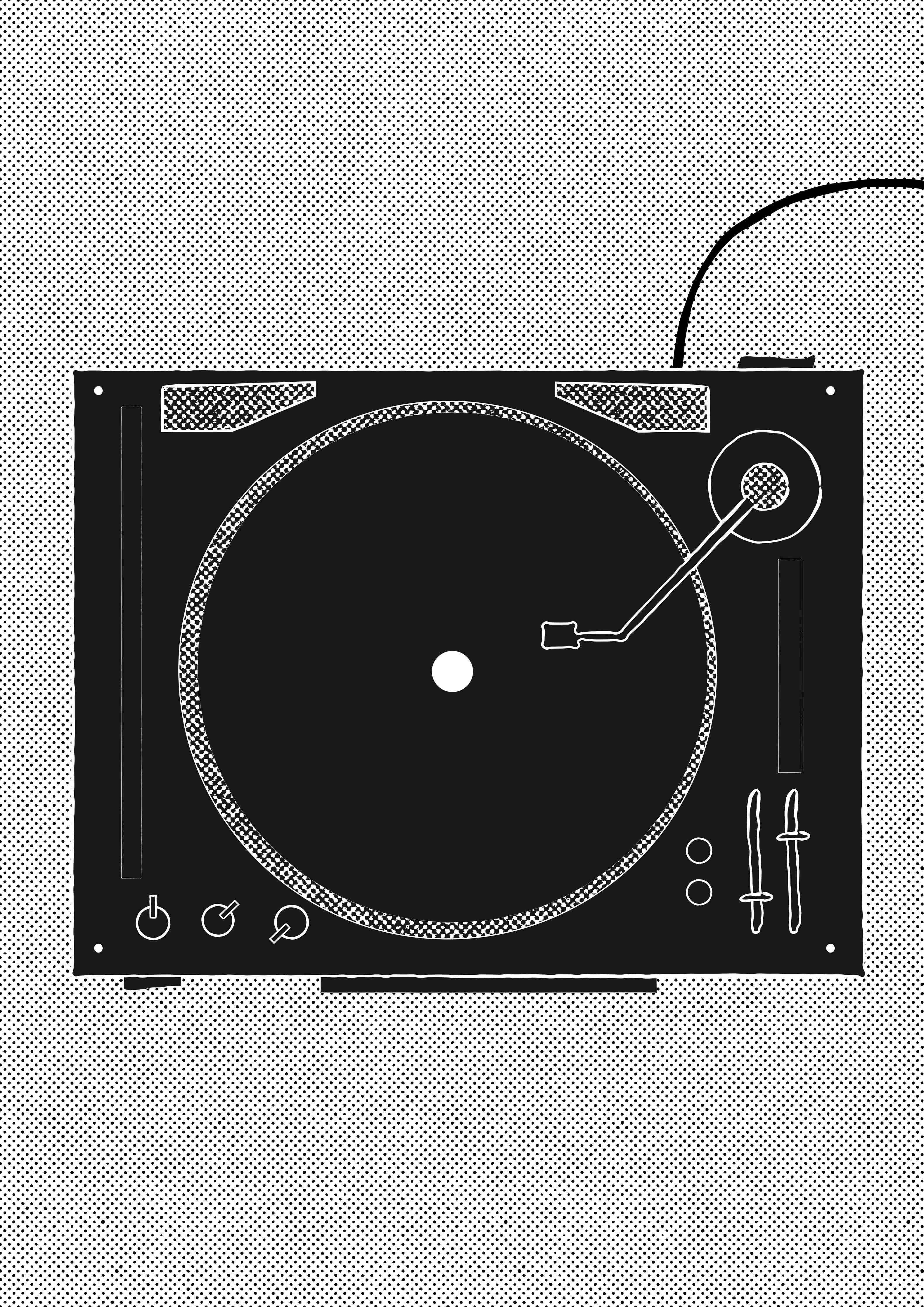 Große Wandbilder-Modernes DJ-Deck in Schwarz-Weiß