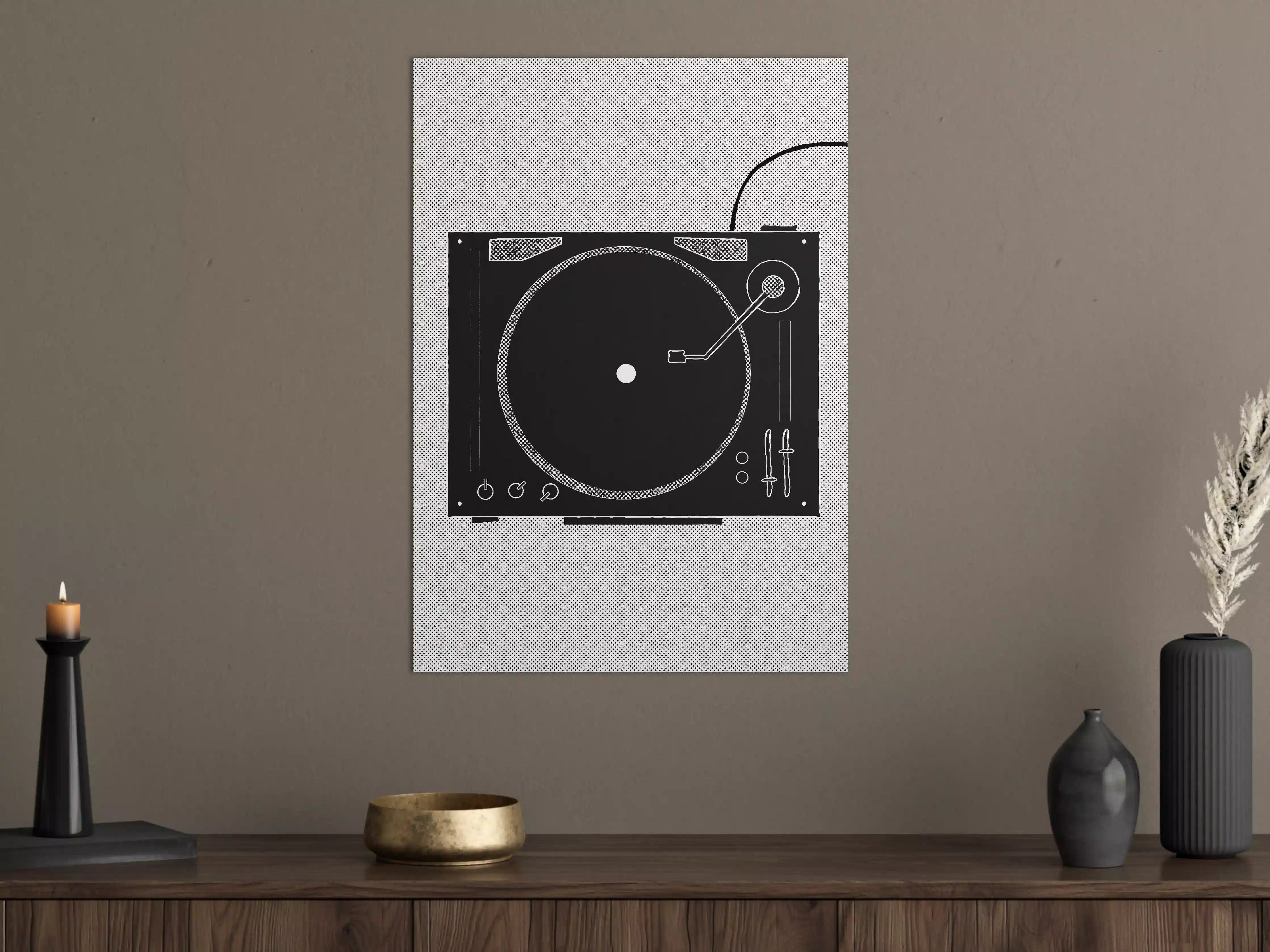 Große Wandbilder - Modernes DJ-Deck in Schwarz-Weiß