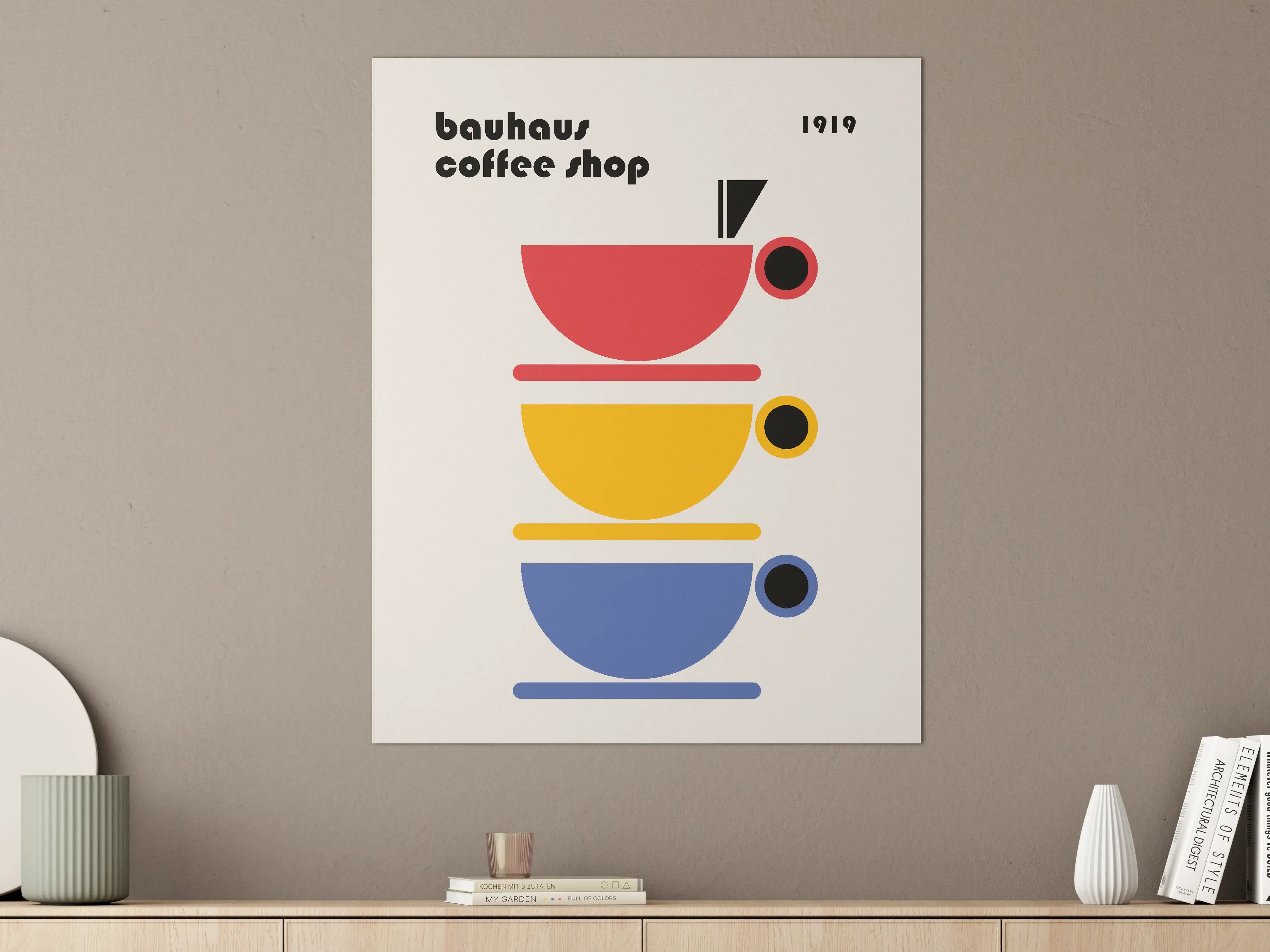 Große Wandbilder - Modernes Kaffeetassen-Design in Primärfarben