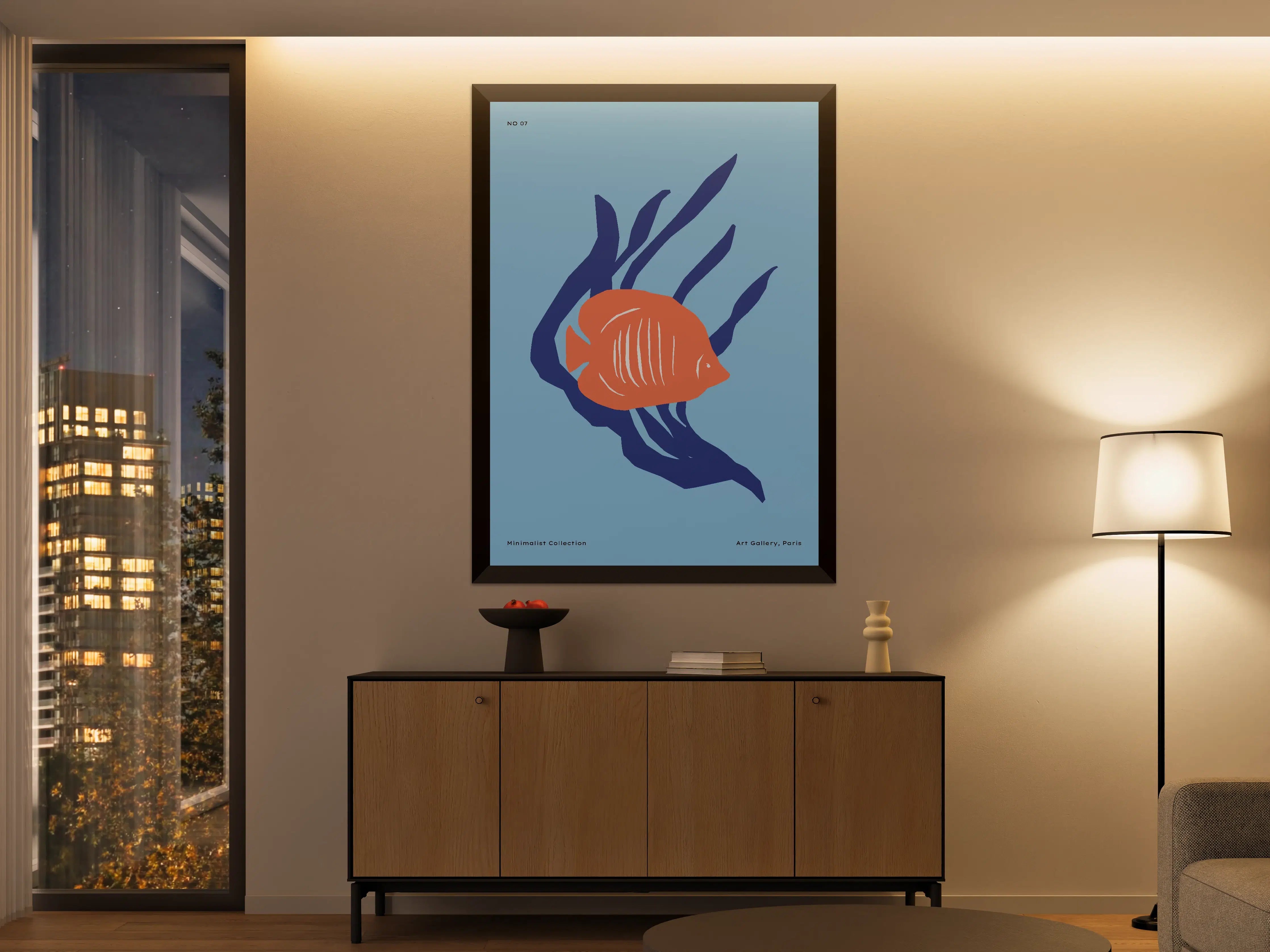 Große Wandbilder - Modernes Meeresmotiv in Blau-Orange