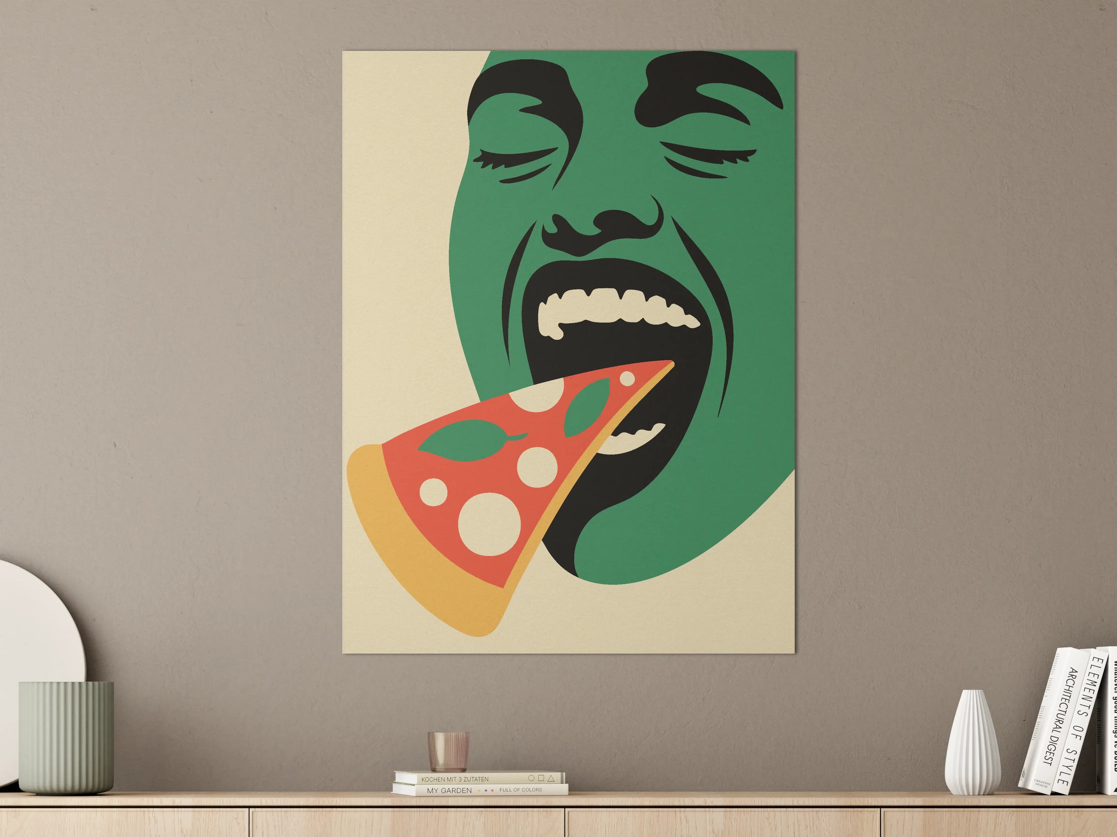 Große Wandbilder - Modernes Pop-Art-Porträt mit Pizza-Motiv