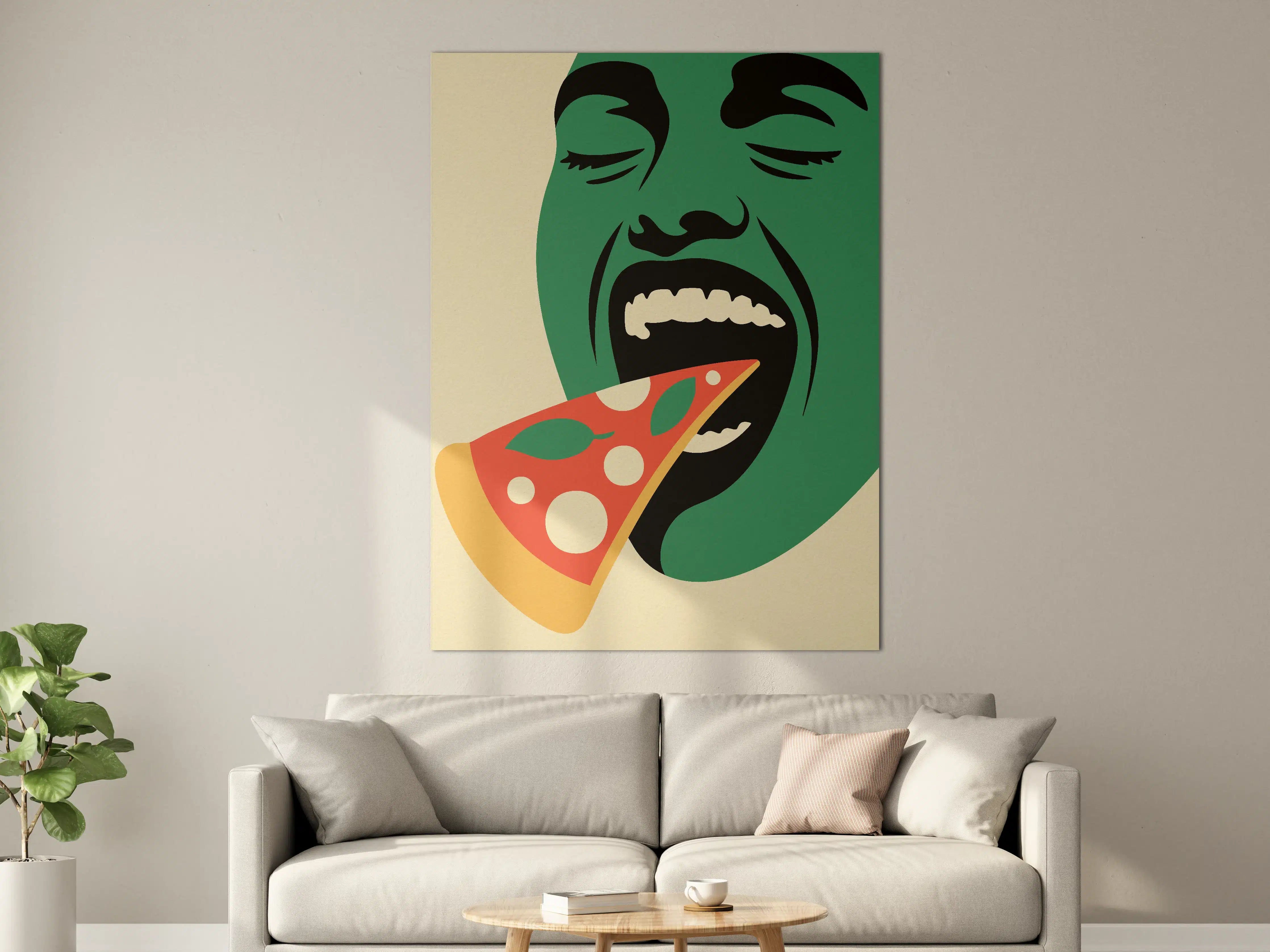 Große Wandbilder - Modernes Pop-Art-Porträt mit Pizza-Motiv