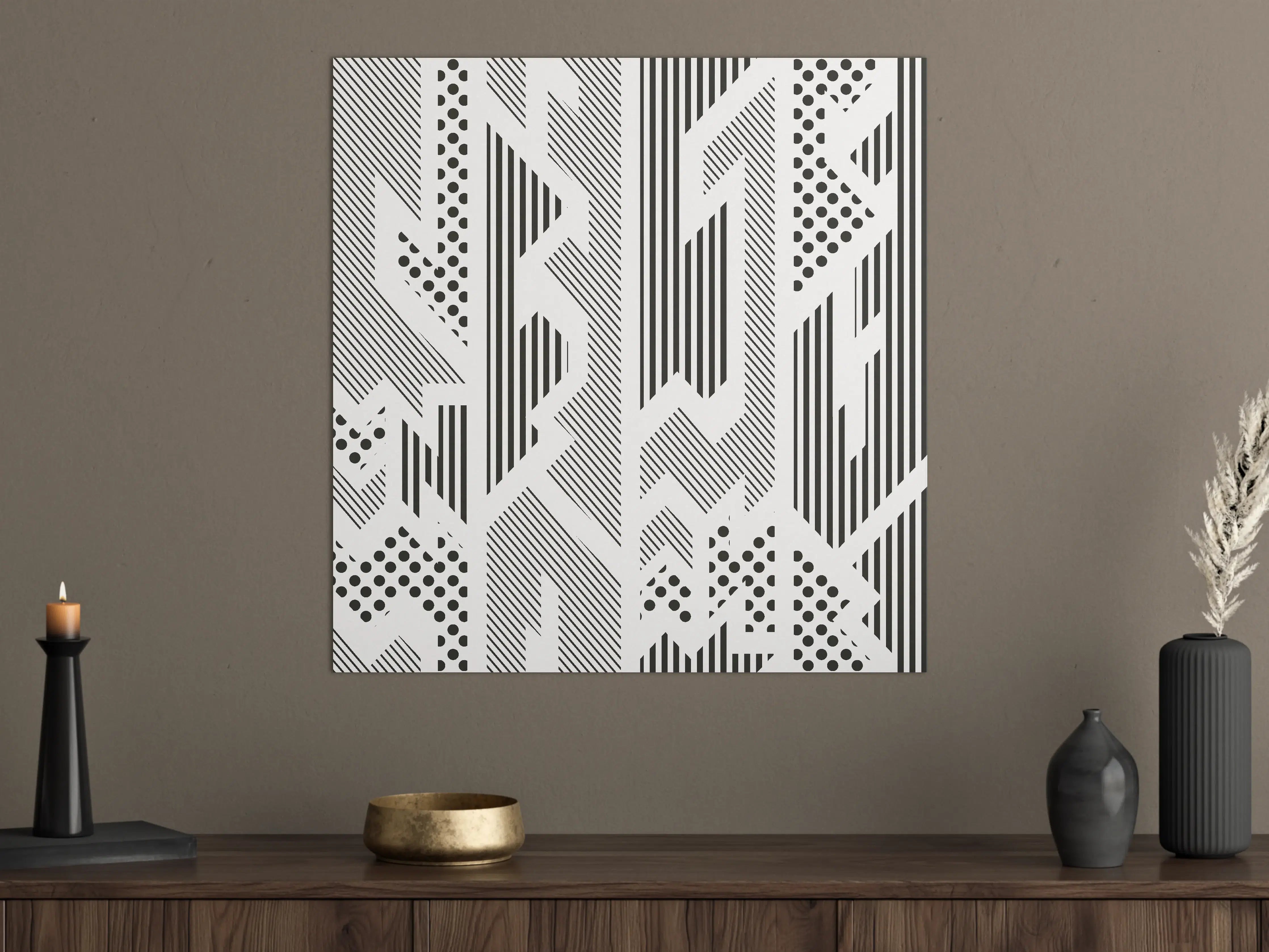 Große Wandbilder - Modernes Schwarz-Weiß-Muster mit geometrischen Linien