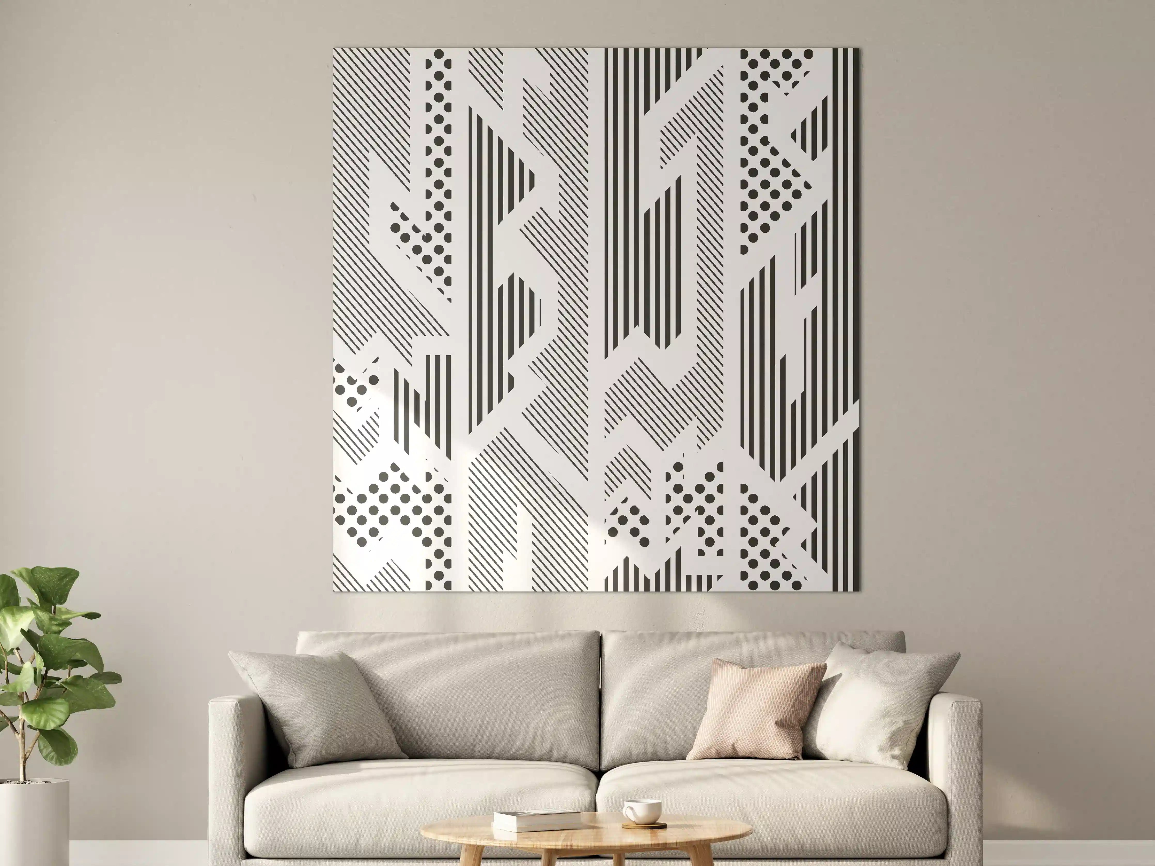 Große Wandbilder - Modernes Schwarz-Weiß-Muster mit geometrischen Linien
