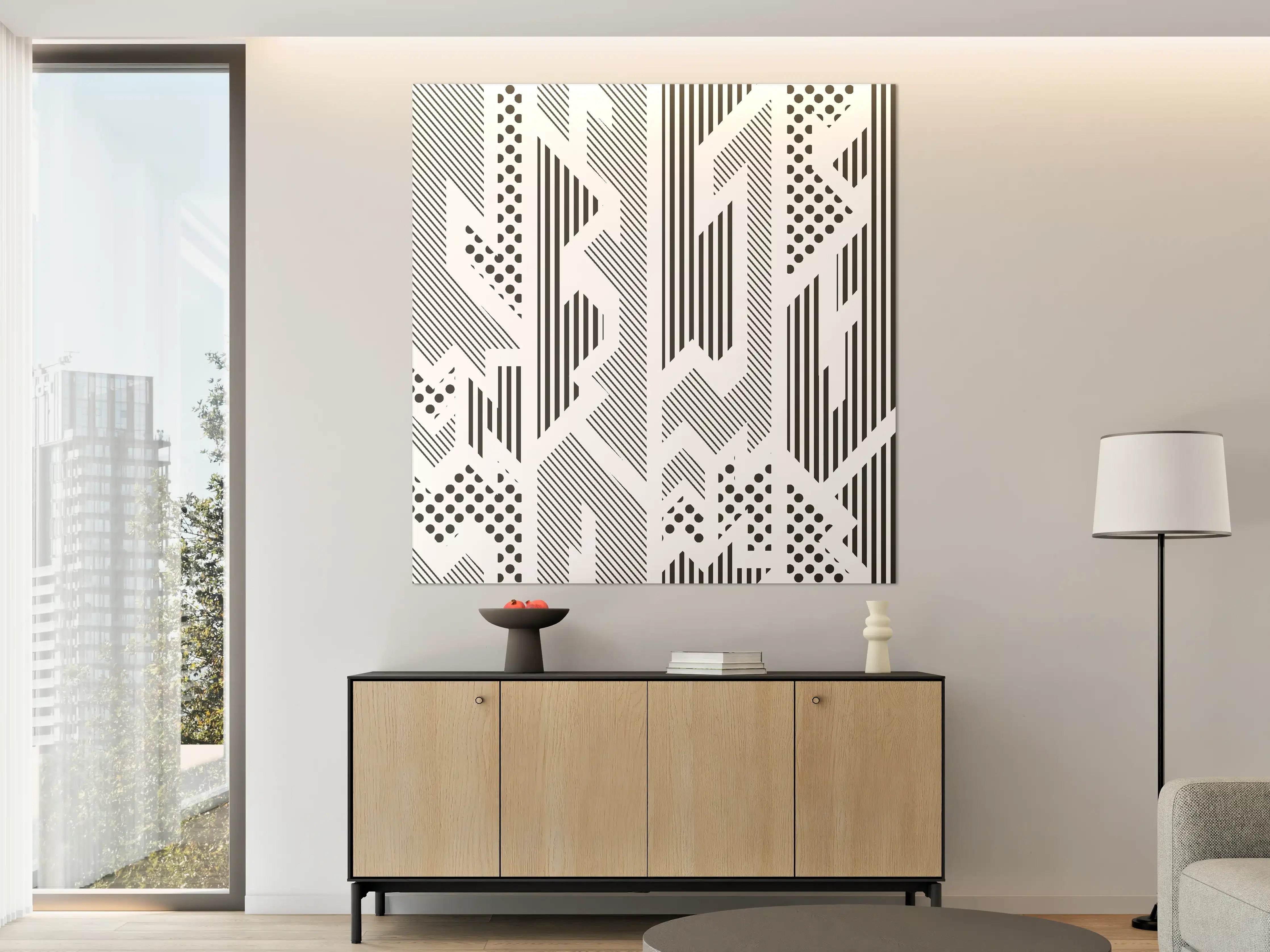 Große Wandbilder - Modernes Schwarz-Weiß-Muster mit geometrischen Linien