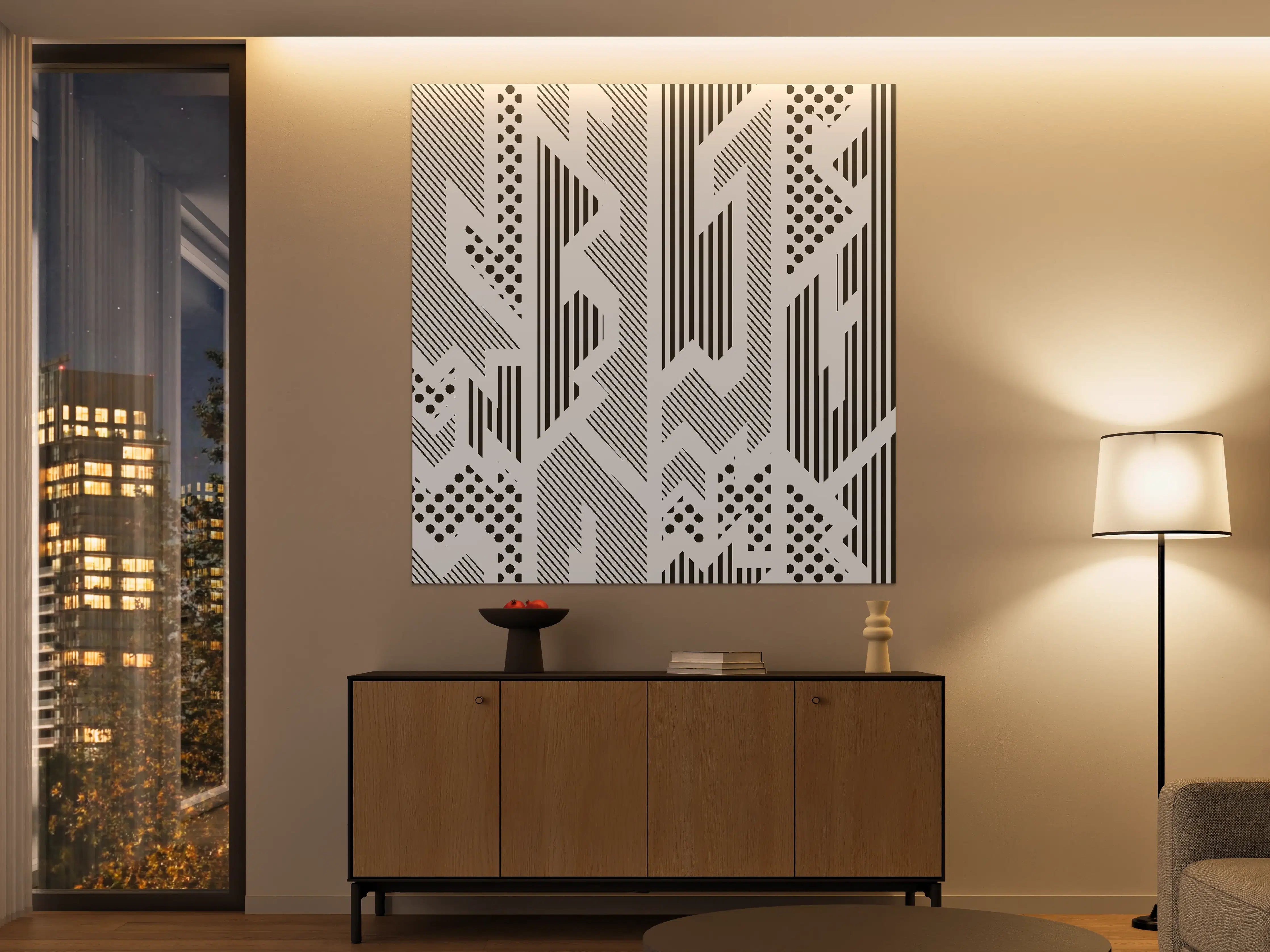 Große Wandbilder - Modernes Schwarz-Weiß-Muster mit geometrischen Linien