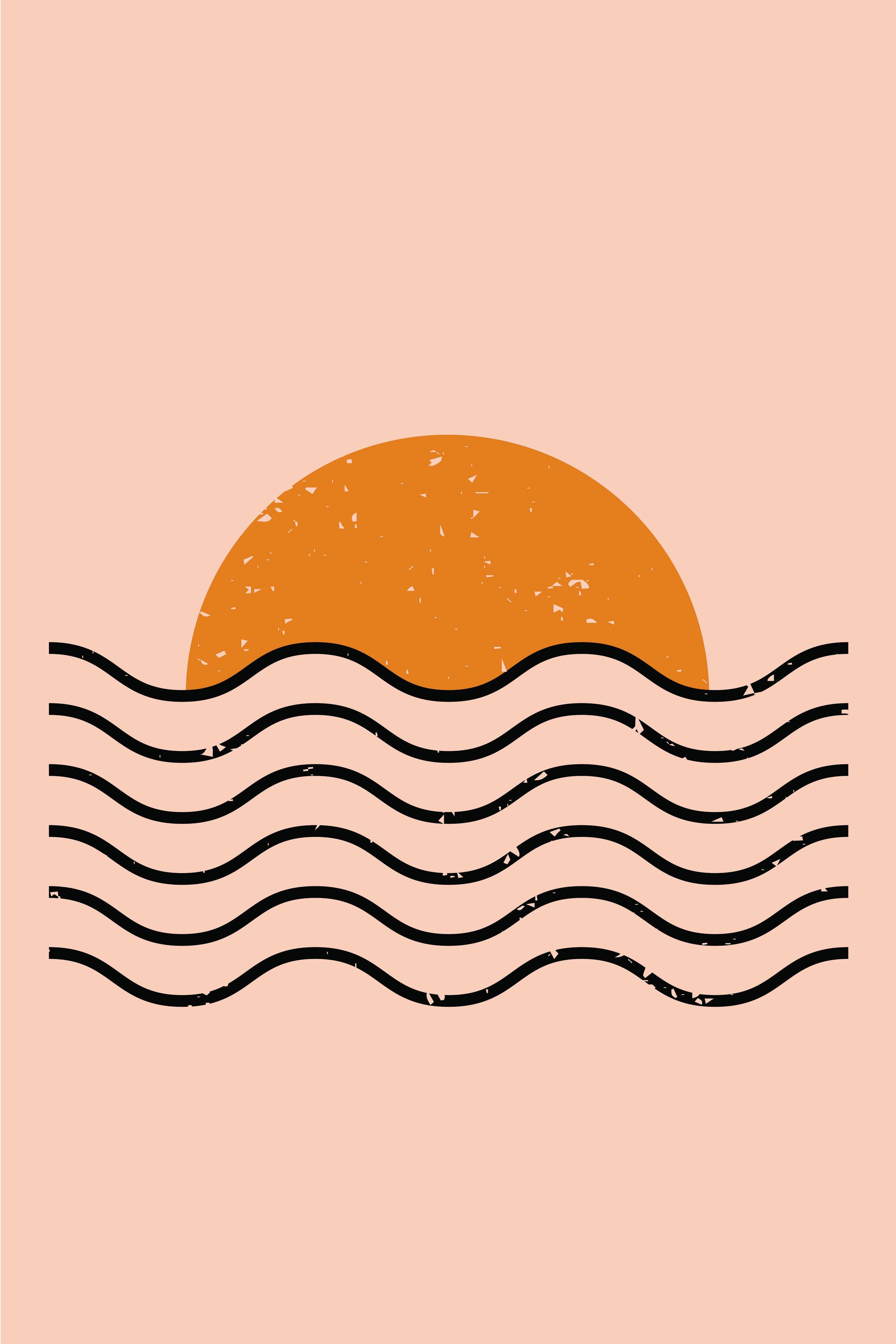 Große Wandbilder-Modernes Sonnenuntergangsdesign mit Wellen