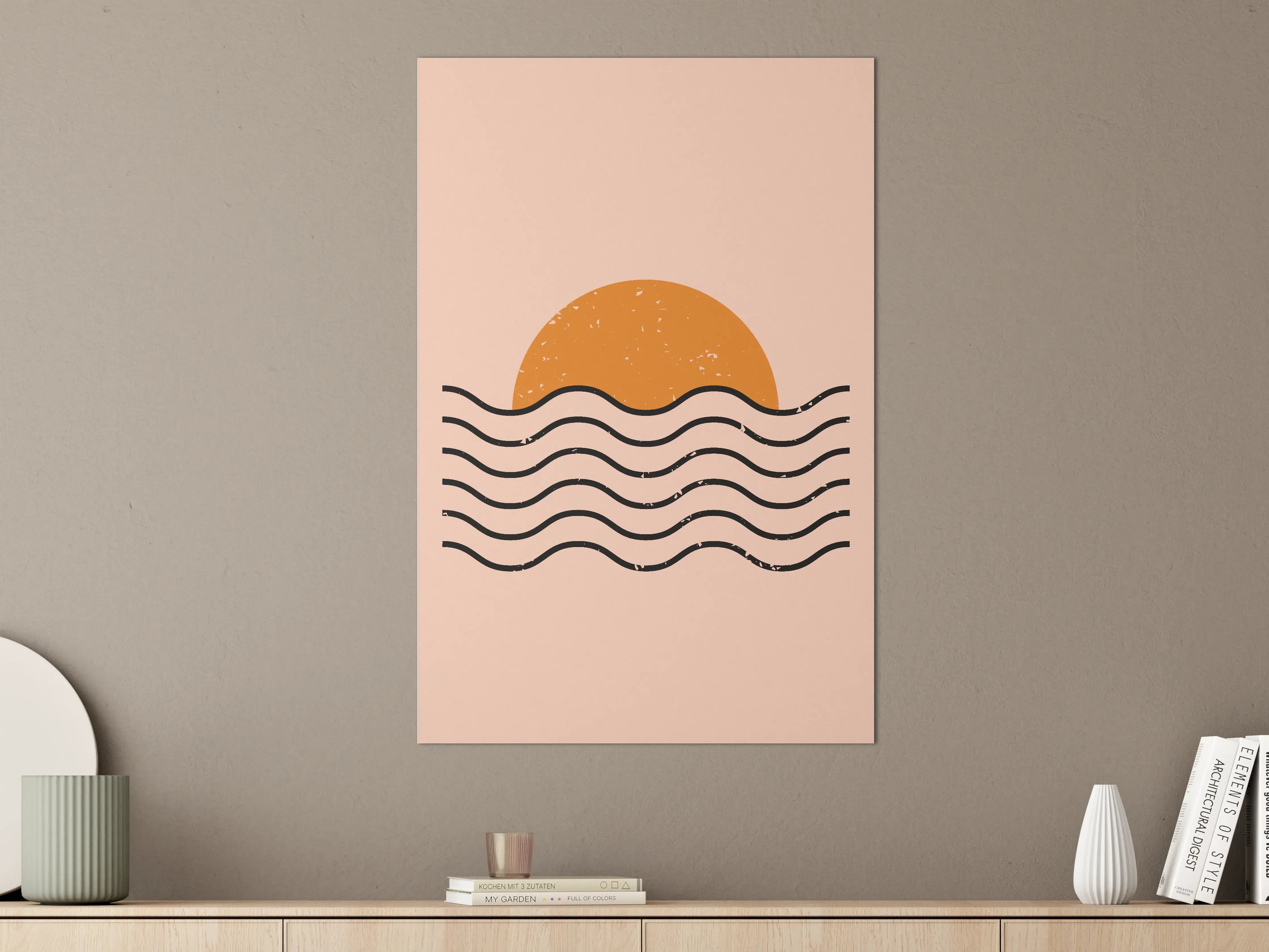 Große Wandbilder - Modernes Sonnenuntergangsdesign mit Wellen