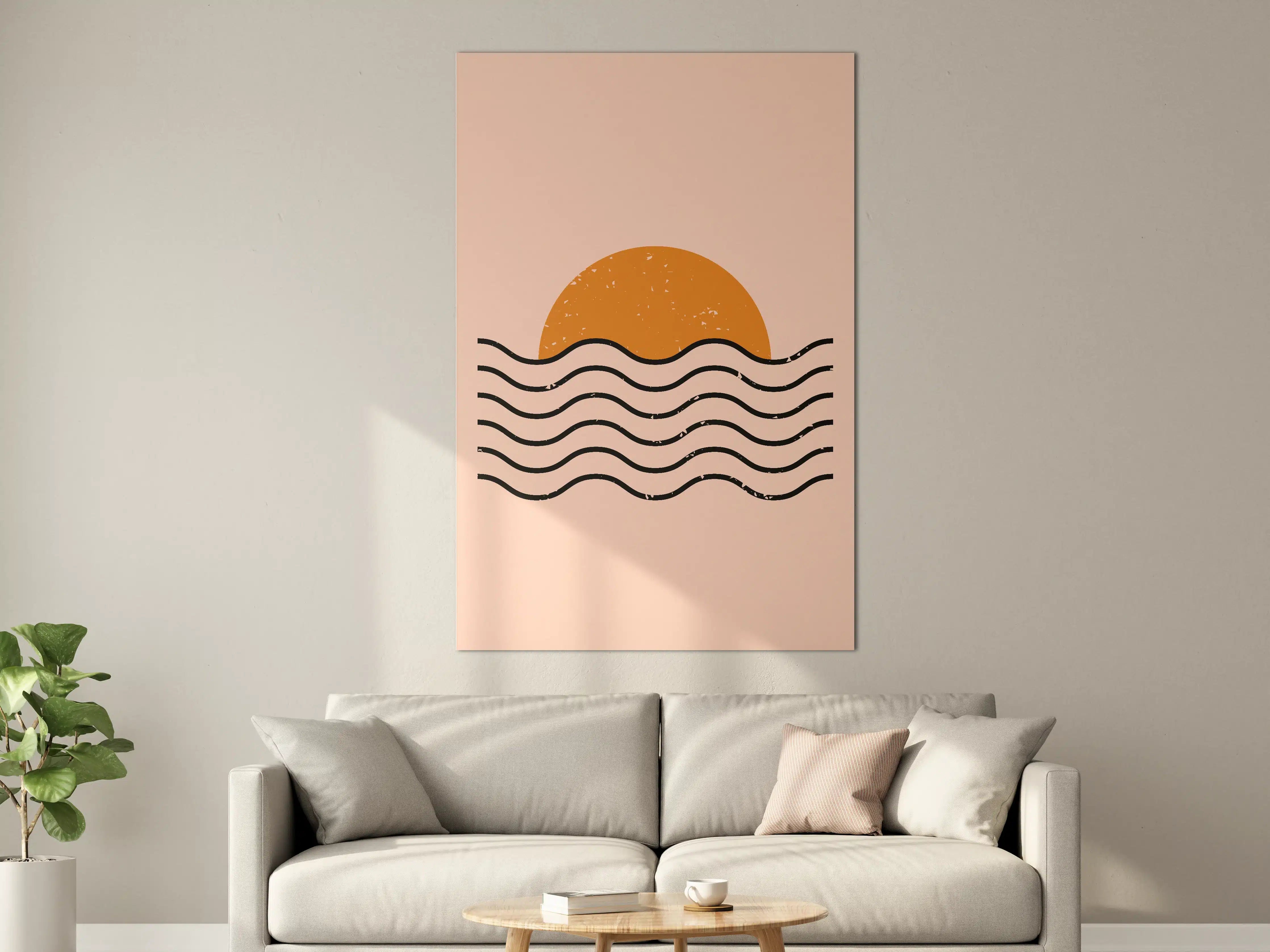 Große Wandbilder - Modernes Sonnenuntergangsdesign mit Wellen