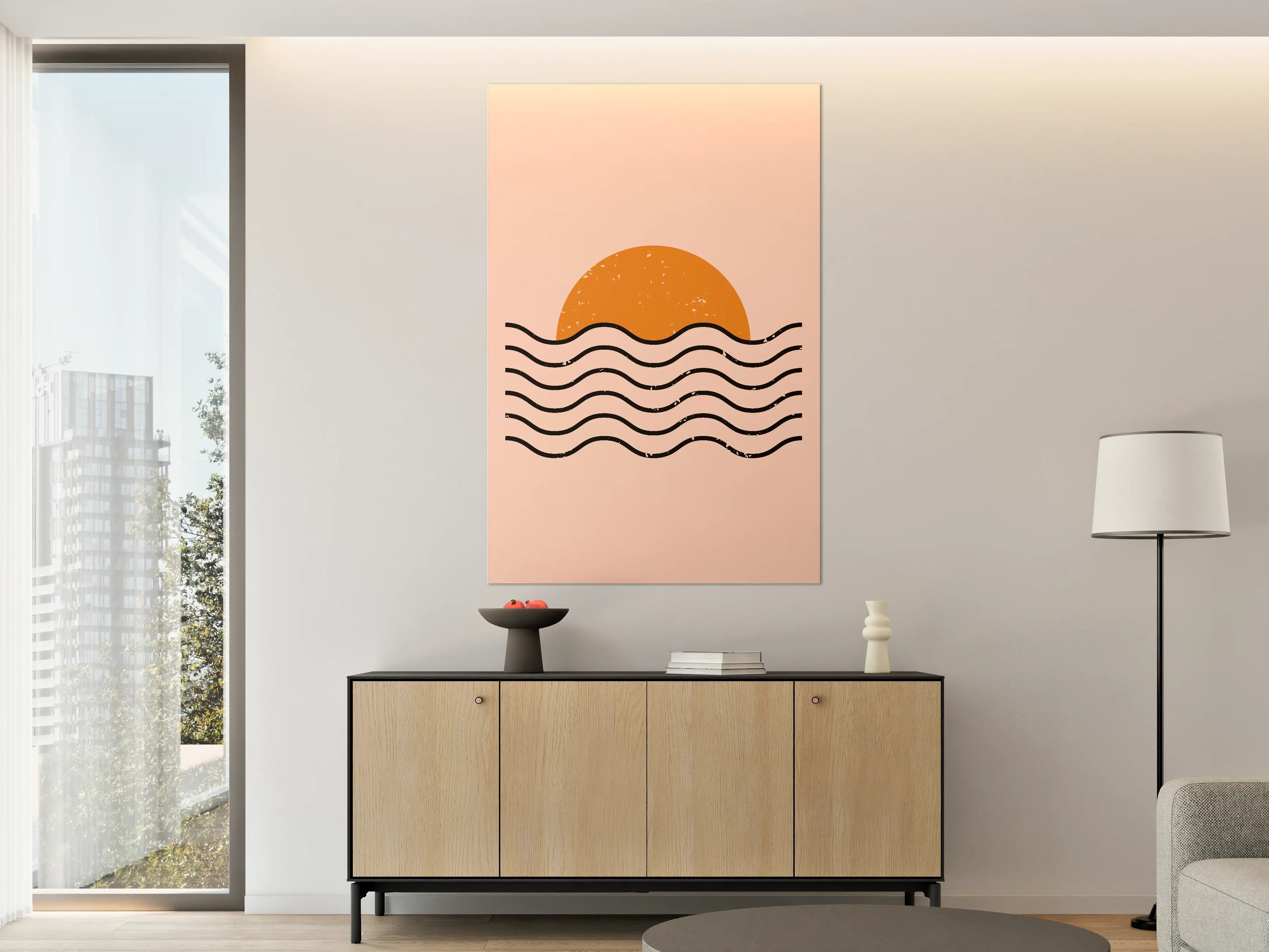 Große Wandbilder - Modernes Sonnenuntergangsdesign mit Wellen
