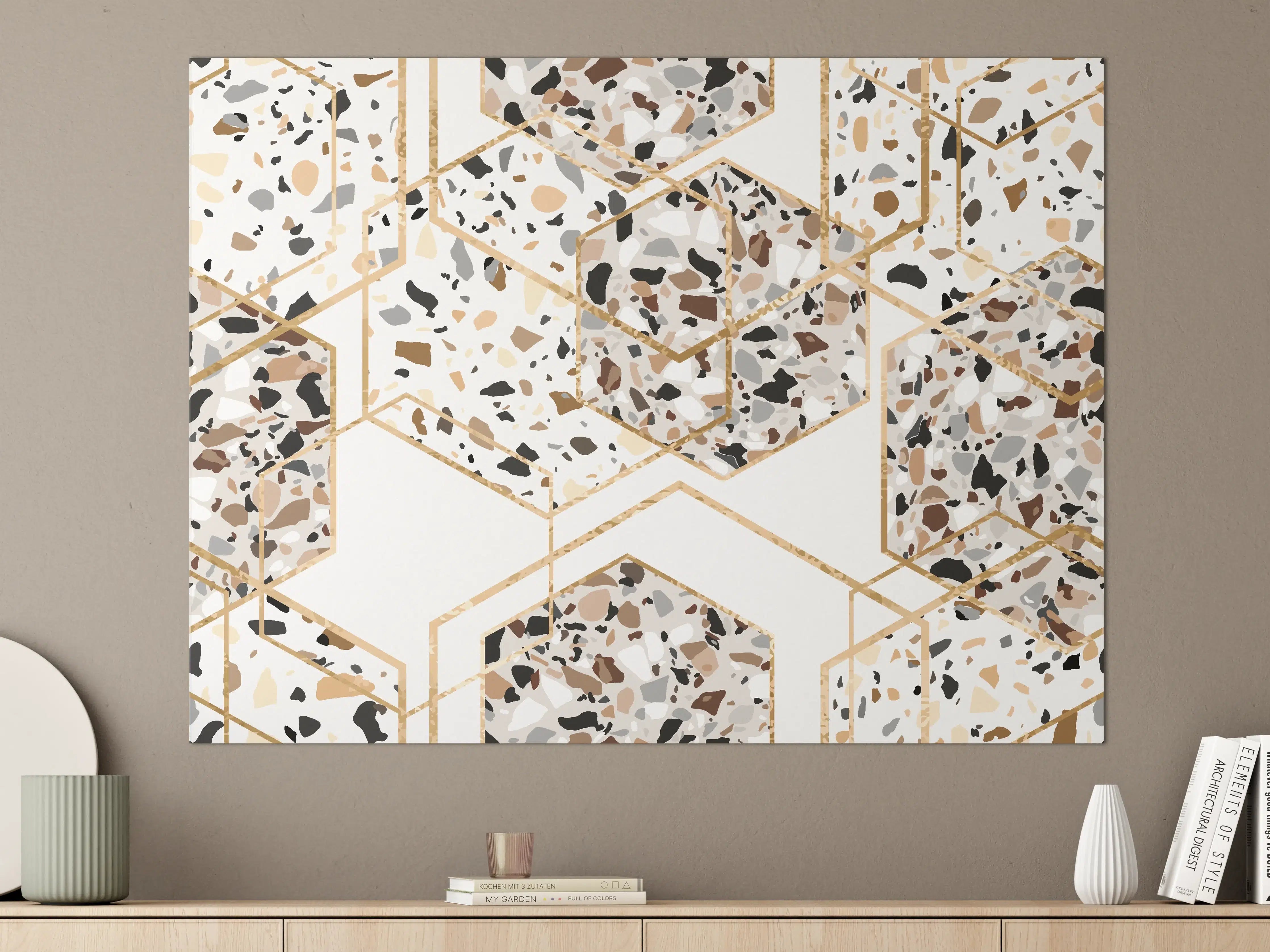 Große Wandbilder - Modernes Terrazzo-Gold-Muster