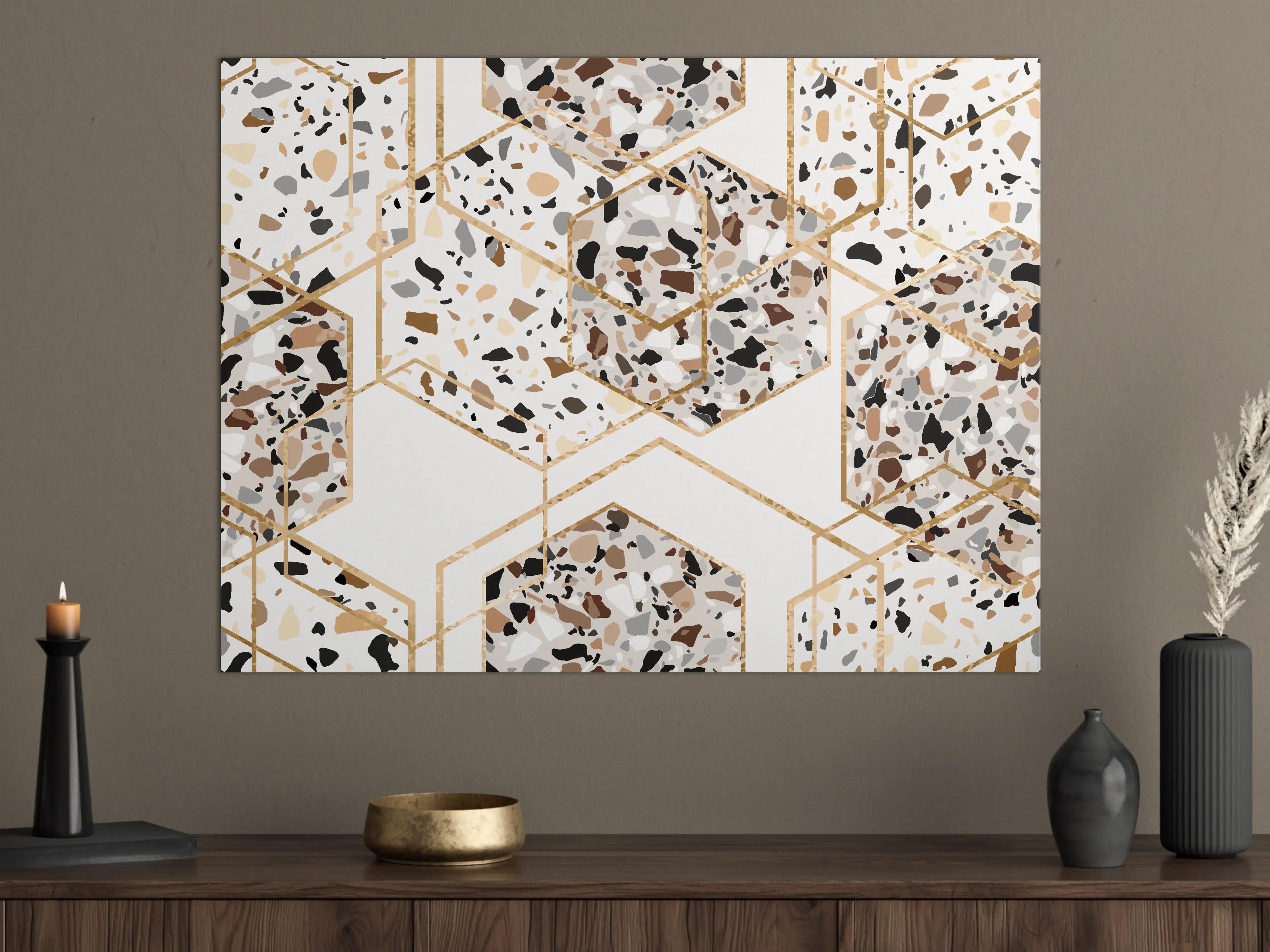 Große Wandbilder - Modernes Terrazzo-Gold-Muster