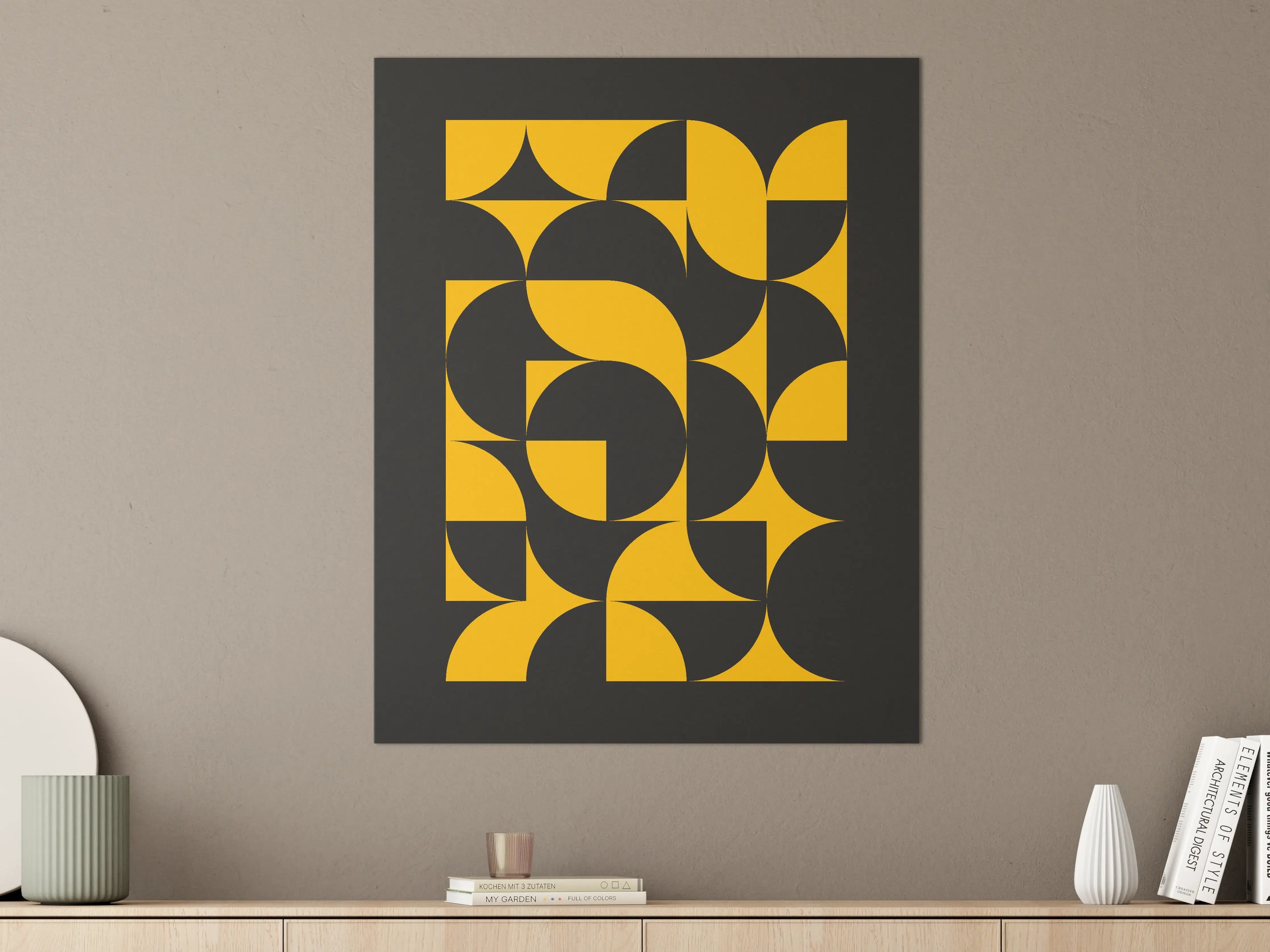 Große Wandbilder - Modernes geometrisches Design in Schwarz und Gelb
