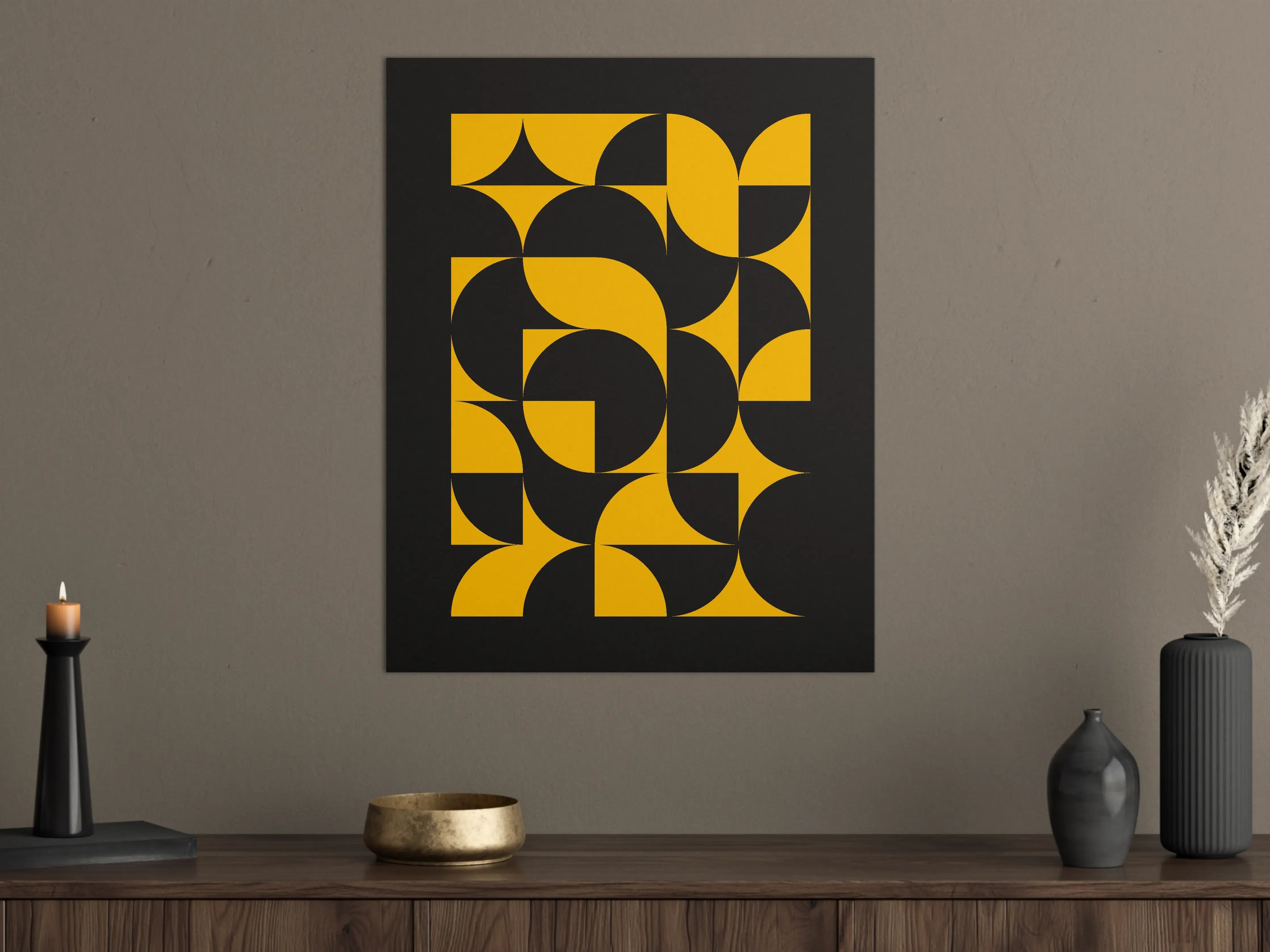 Große Wandbilder - Modernes geometrisches Design in Schwarz und Gelb