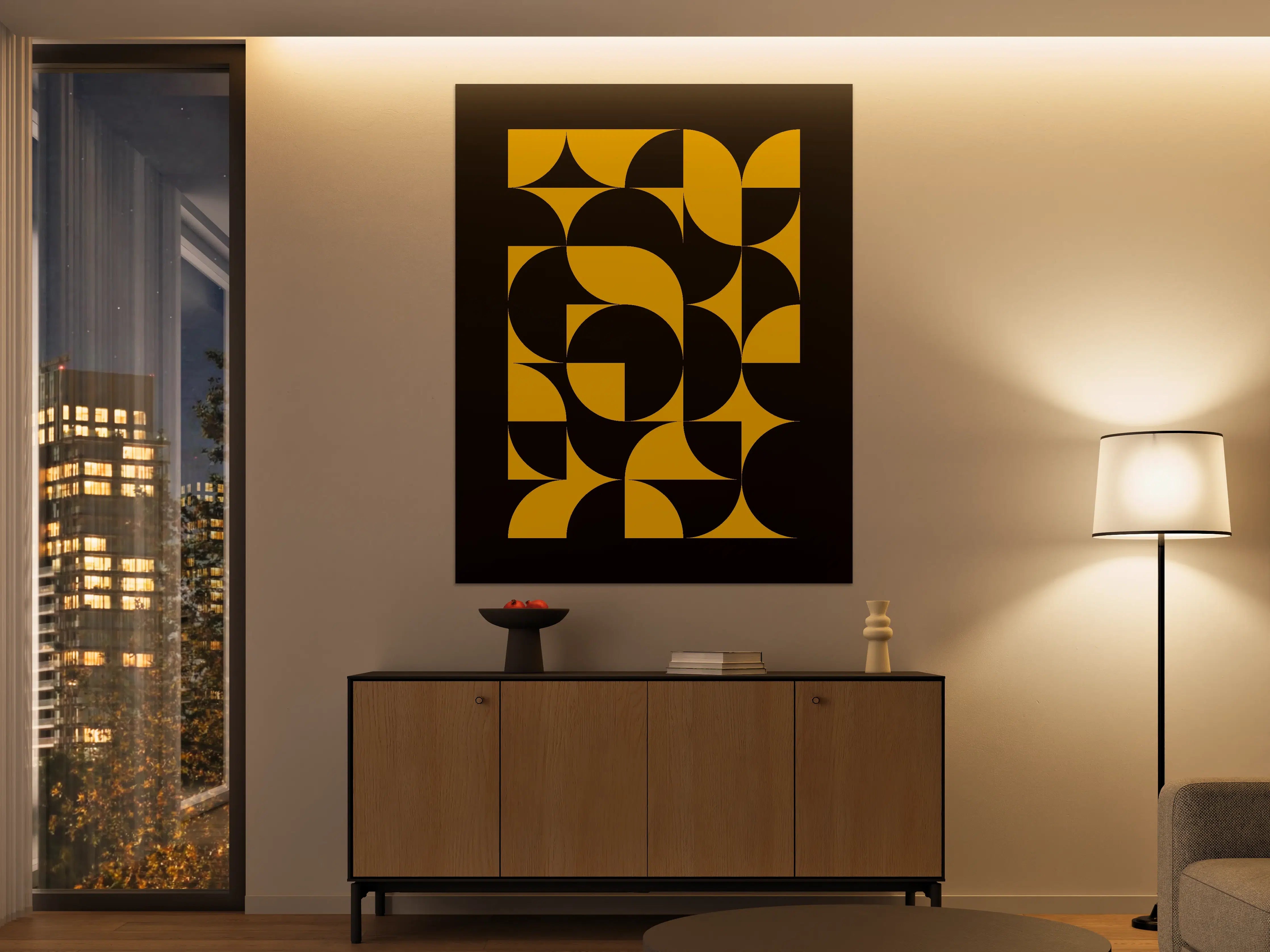 Große Wandbilder - Modernes geometrisches Design in Schwarz und Gelb