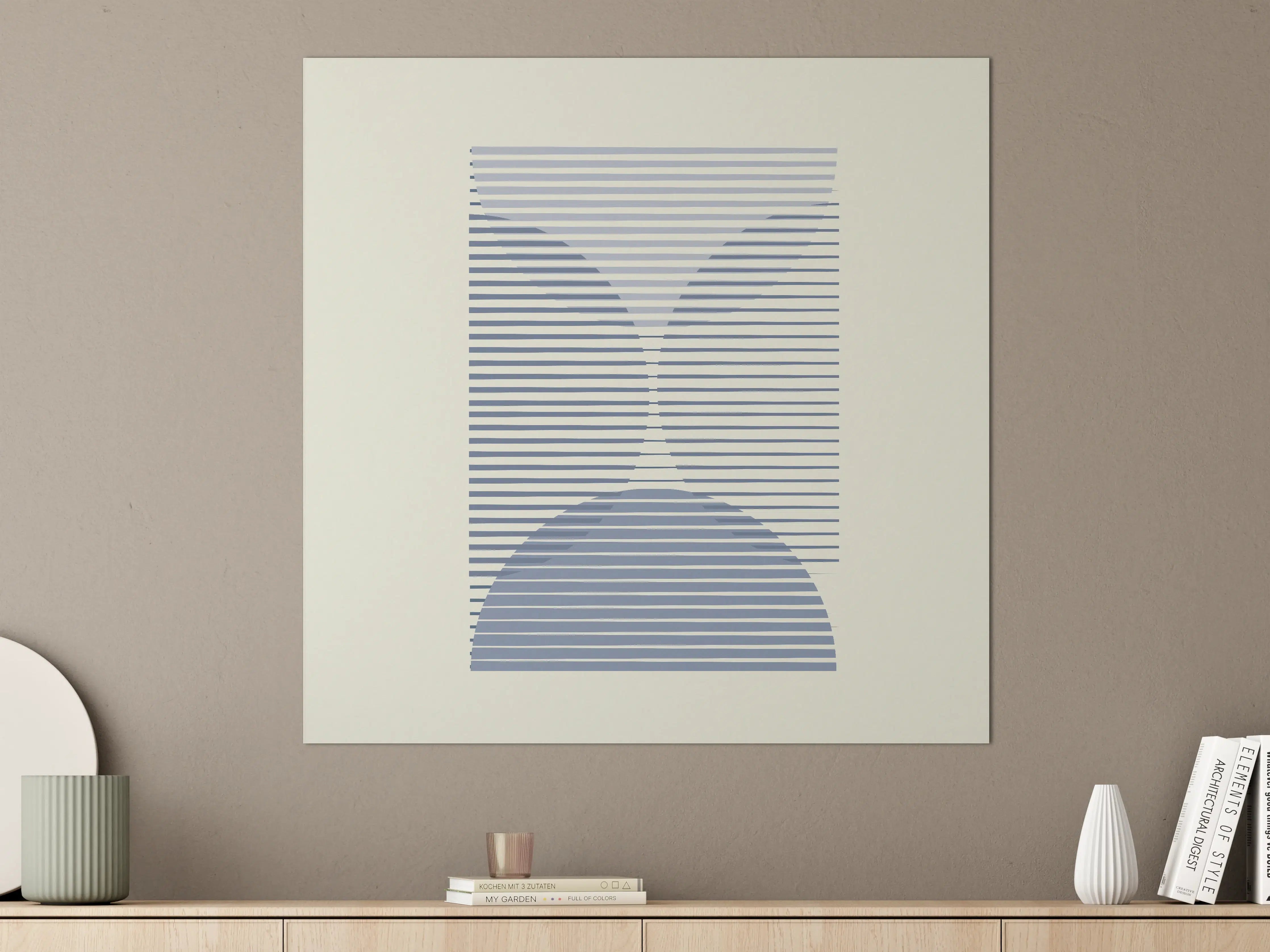 Große Wandbilder - Modernes geometrisches Wandbild in Blau und Grau