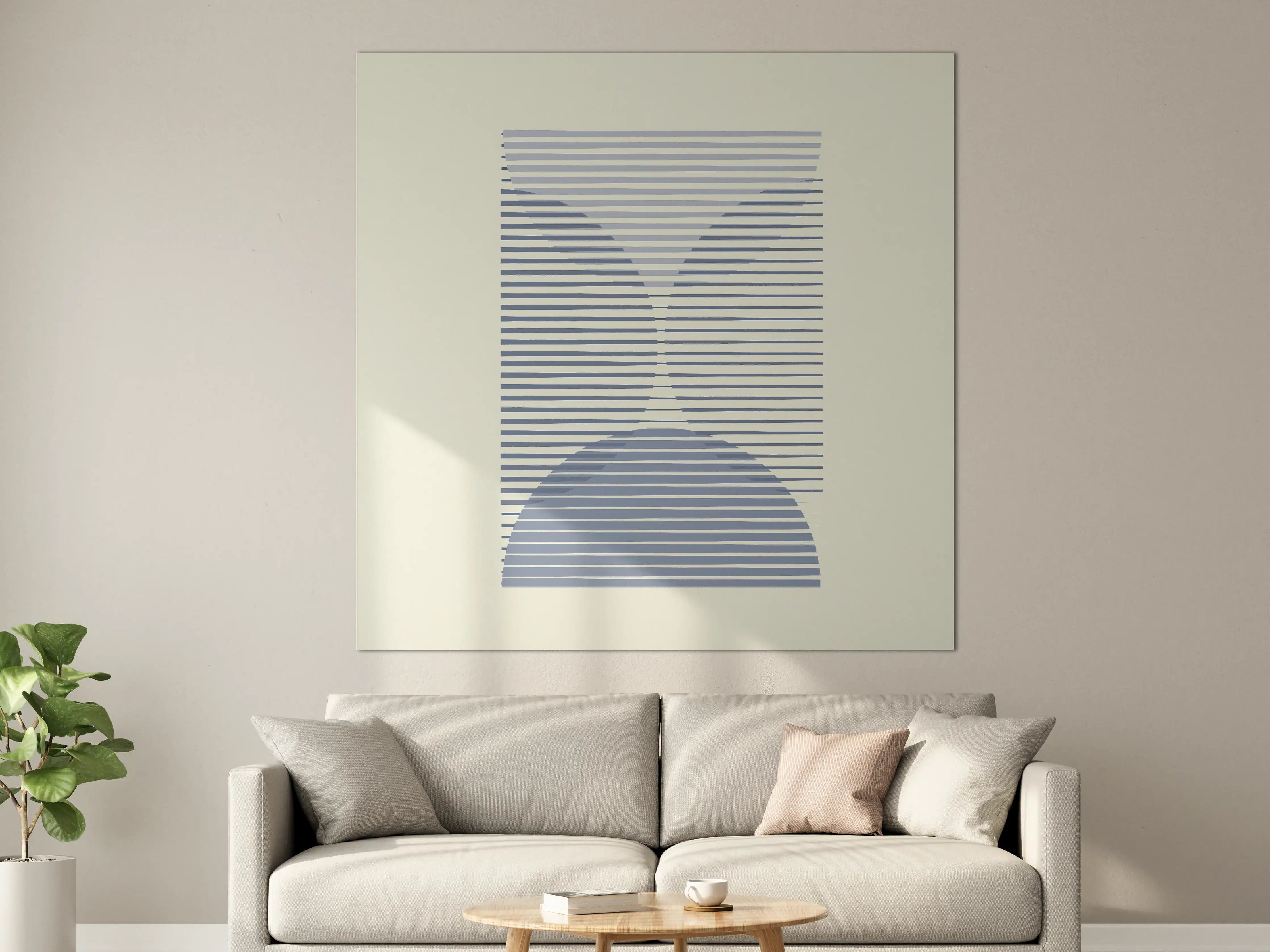 Große Wandbilder - Modernes geometrisches Wandbild in Blau und Grau