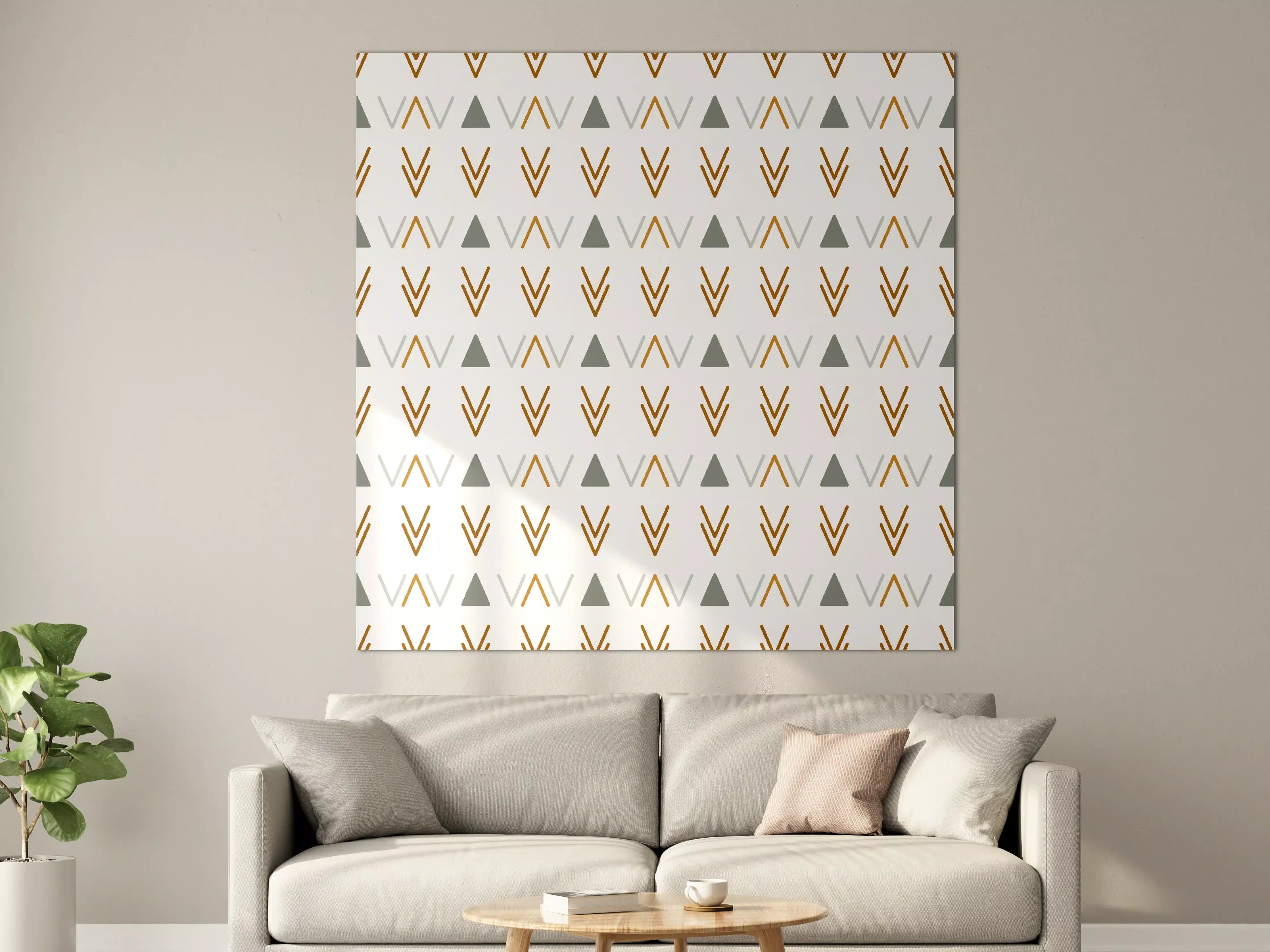 Große Wandbilder - Modernes geometrisches Wandbild in Grau und Braun