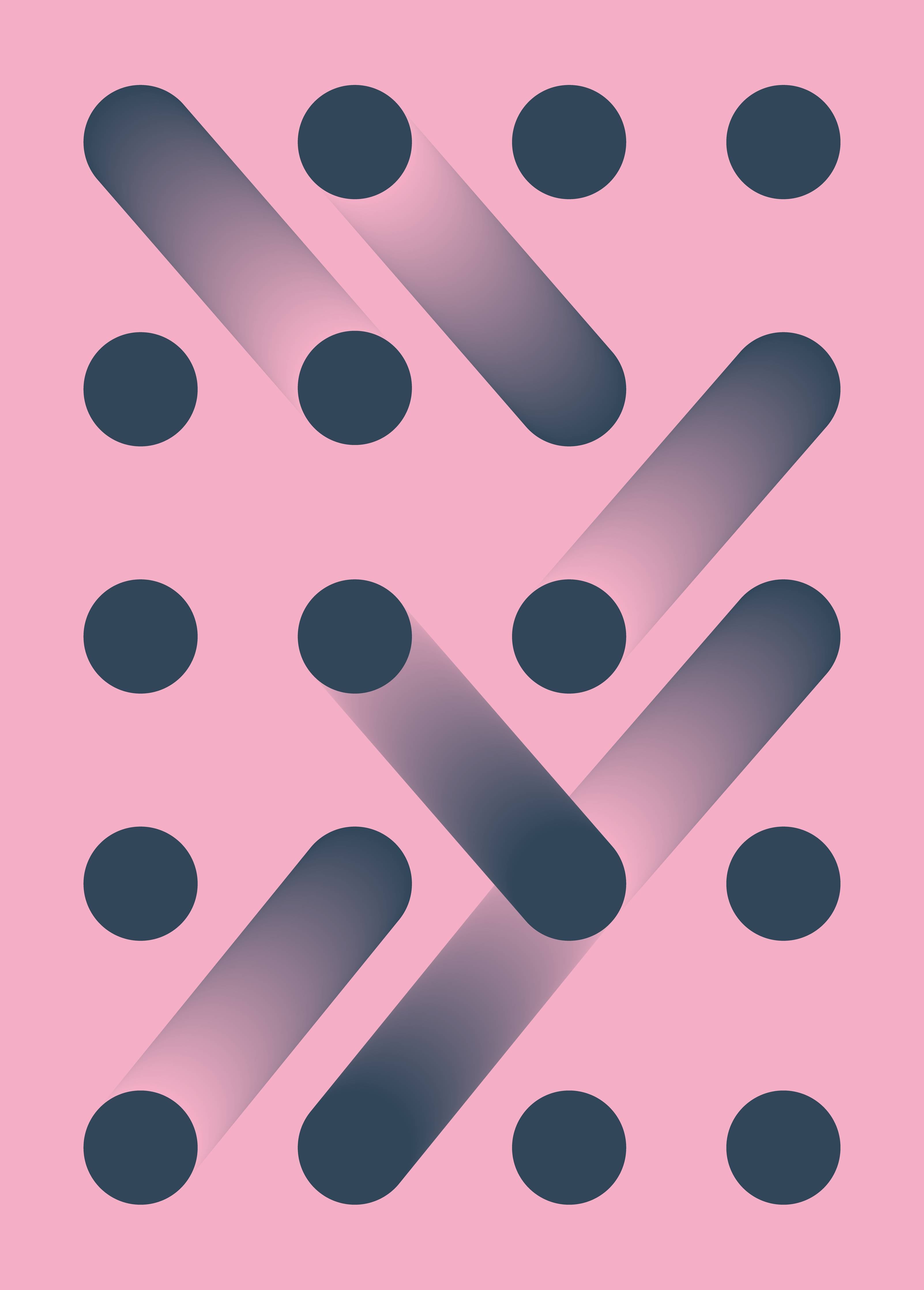 Große Wandbilder-Modernes geometrisches Wandbild mit Pink- und Navy-Tönen
