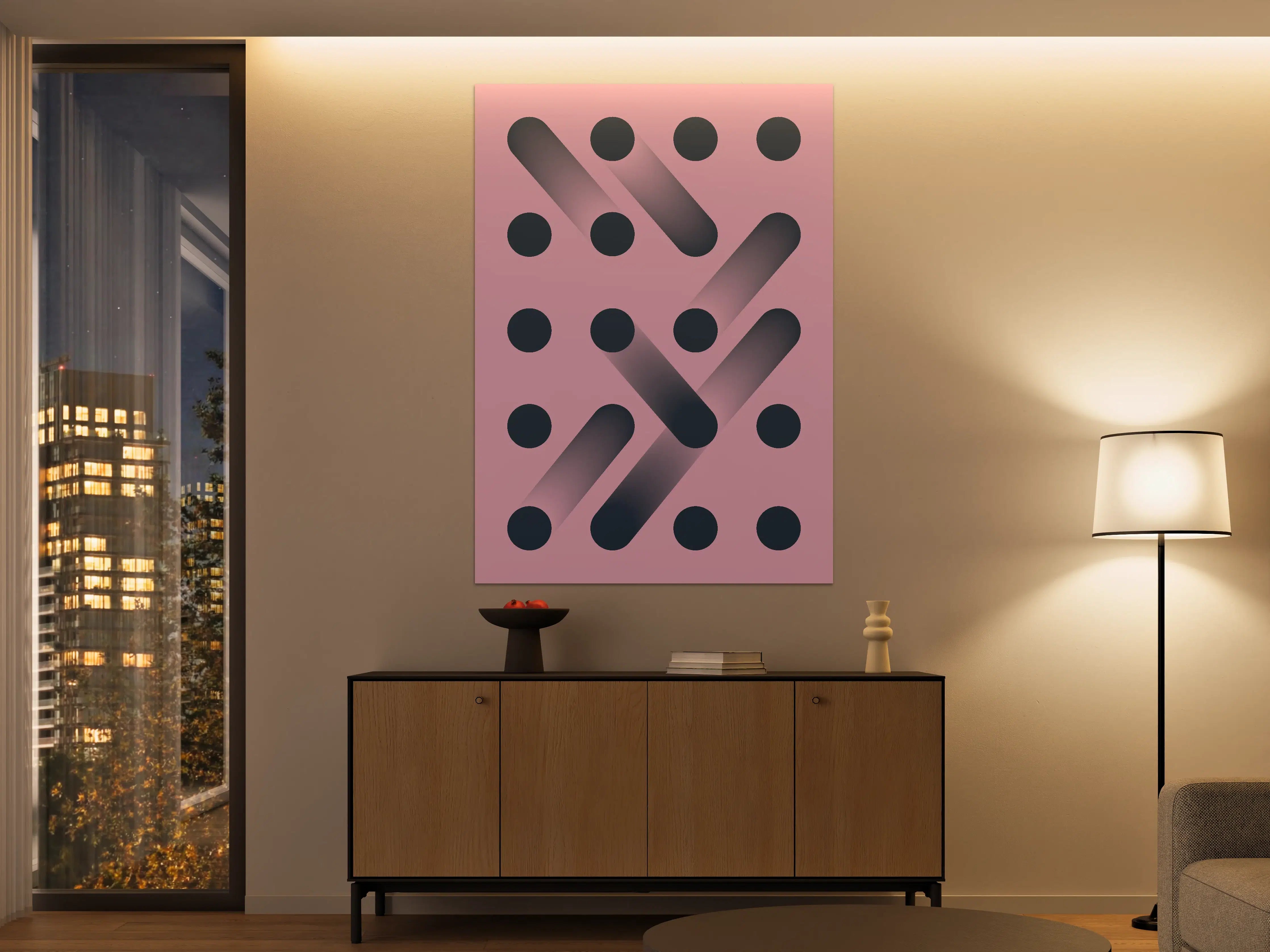 Große Wandbilder - Modernes geometrisches Wandbild mit Pink- und Navy-Tönen