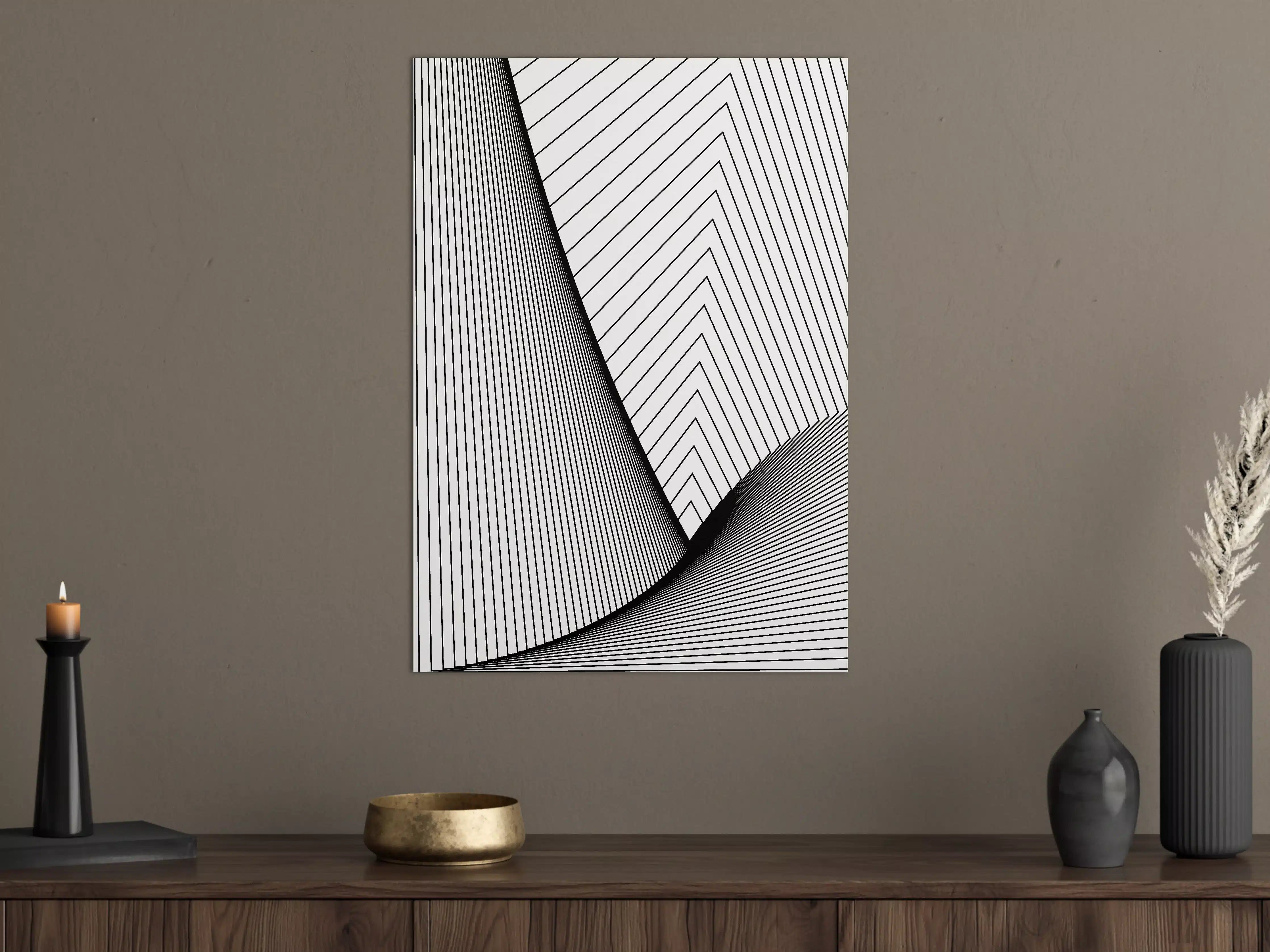 Große Wandbilder - Modernes, geometrisches Wandbild in Schwarz-Weiß