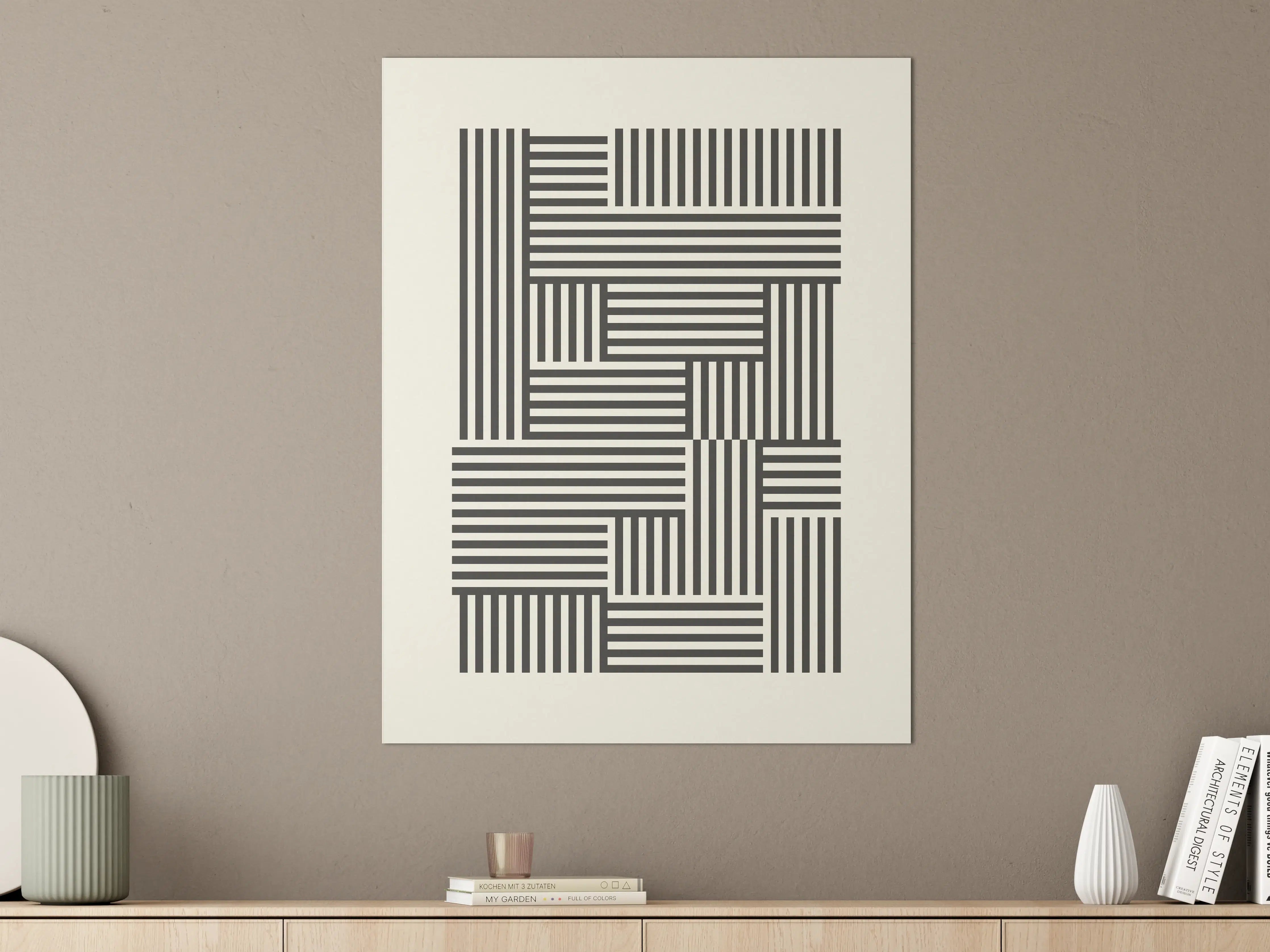 Große Wandbilder - Modulares Schwarz-Weiß-Stripemuster