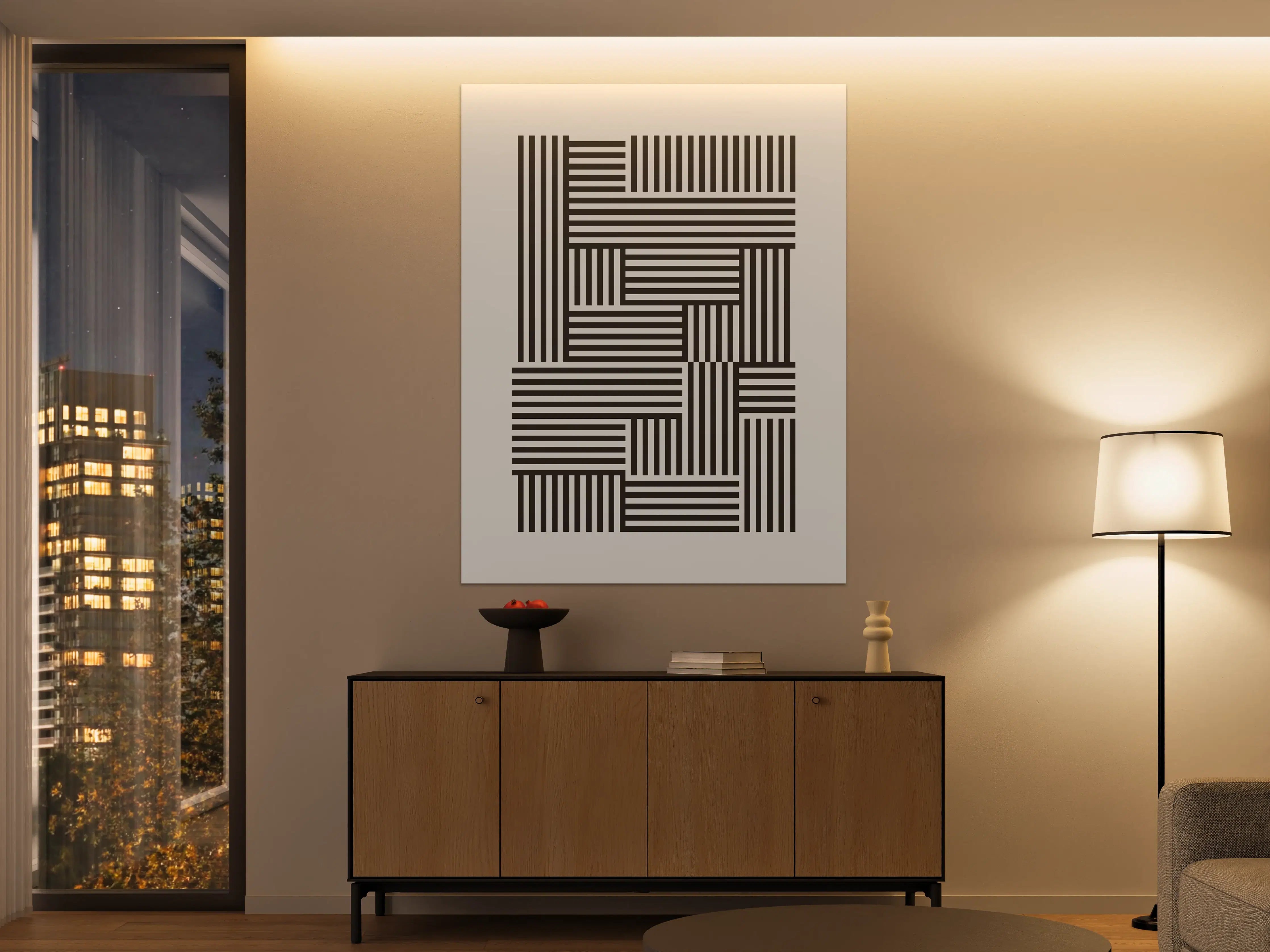 Große Wandbilder - Modulares Schwarz-Weiß-Stripemuster