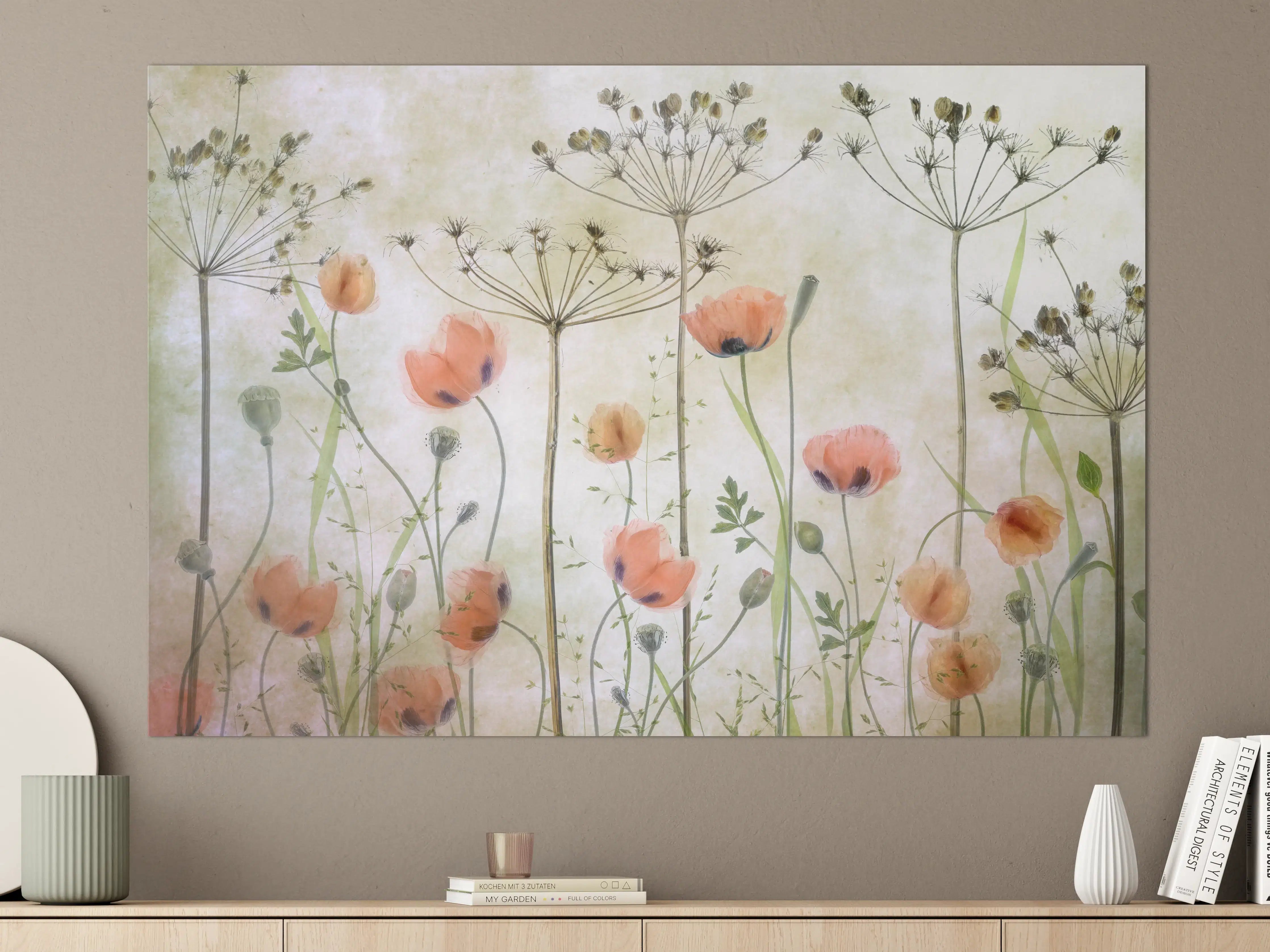 Große Wandbilder - Mohnblumen - Florale Zeichnung