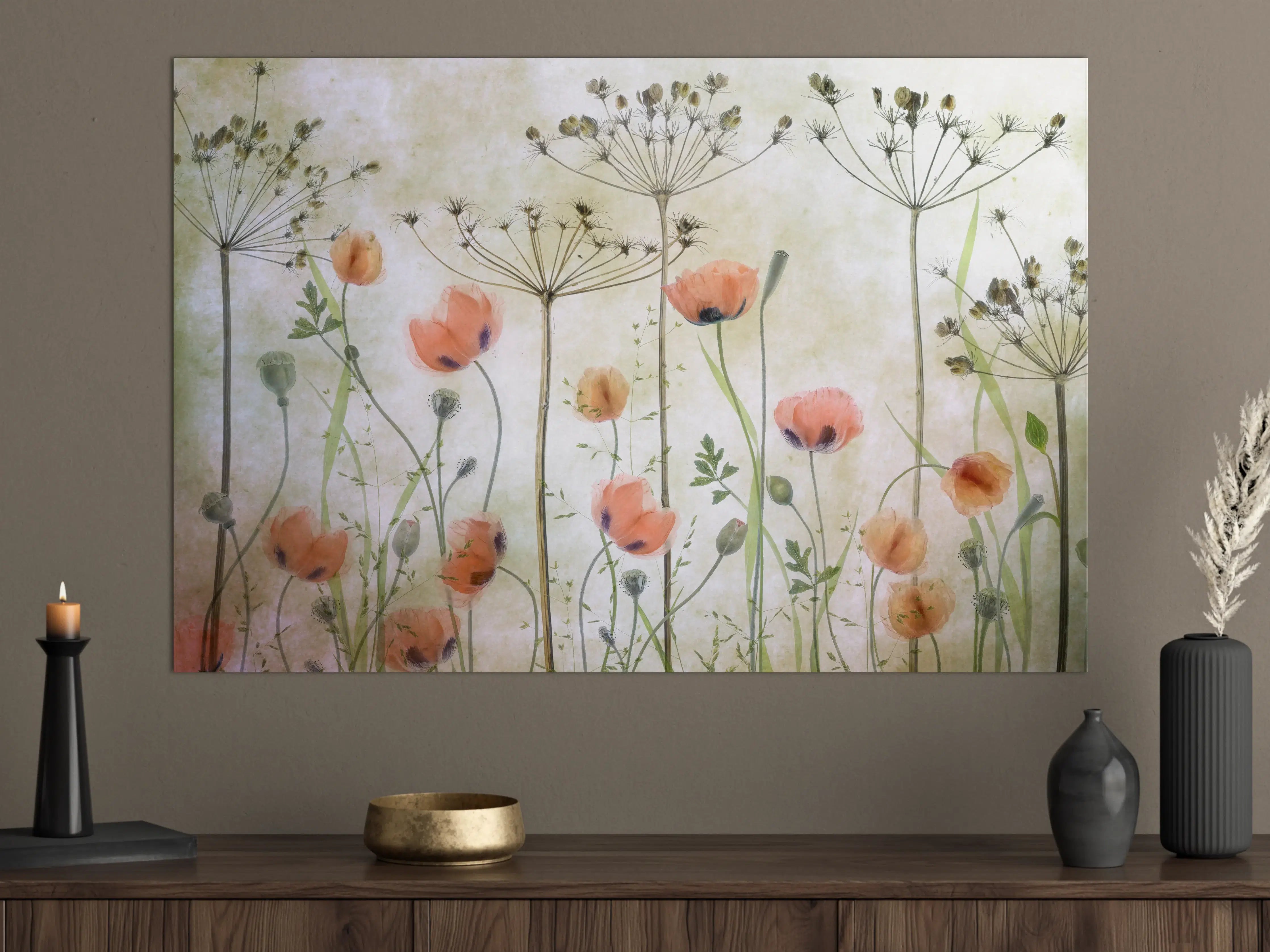 Große Wandbilder - Mohnblumen - Florale Zeichnung