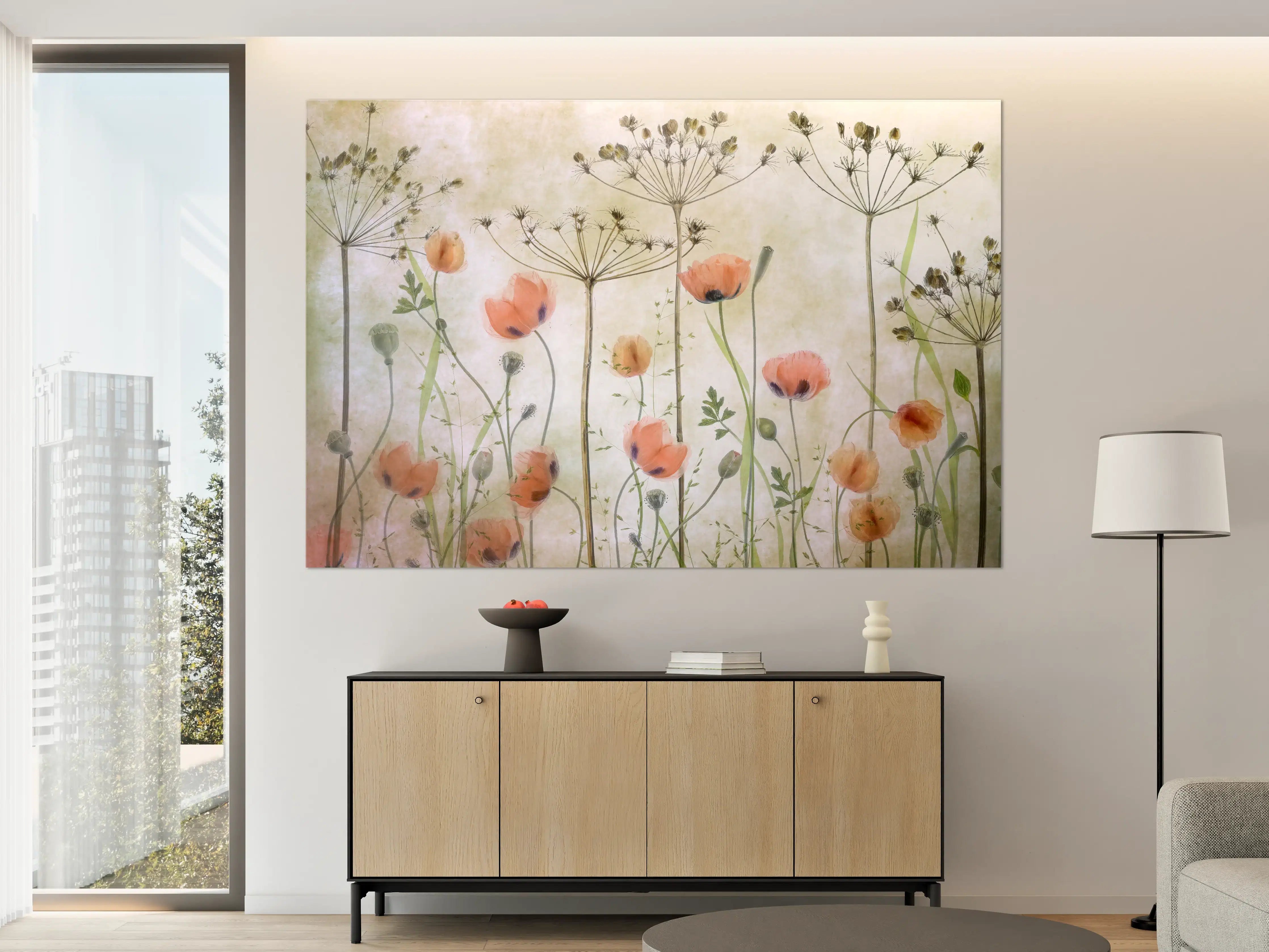 Große Wandbilder - Mohnblumen - Florale Zeichnung