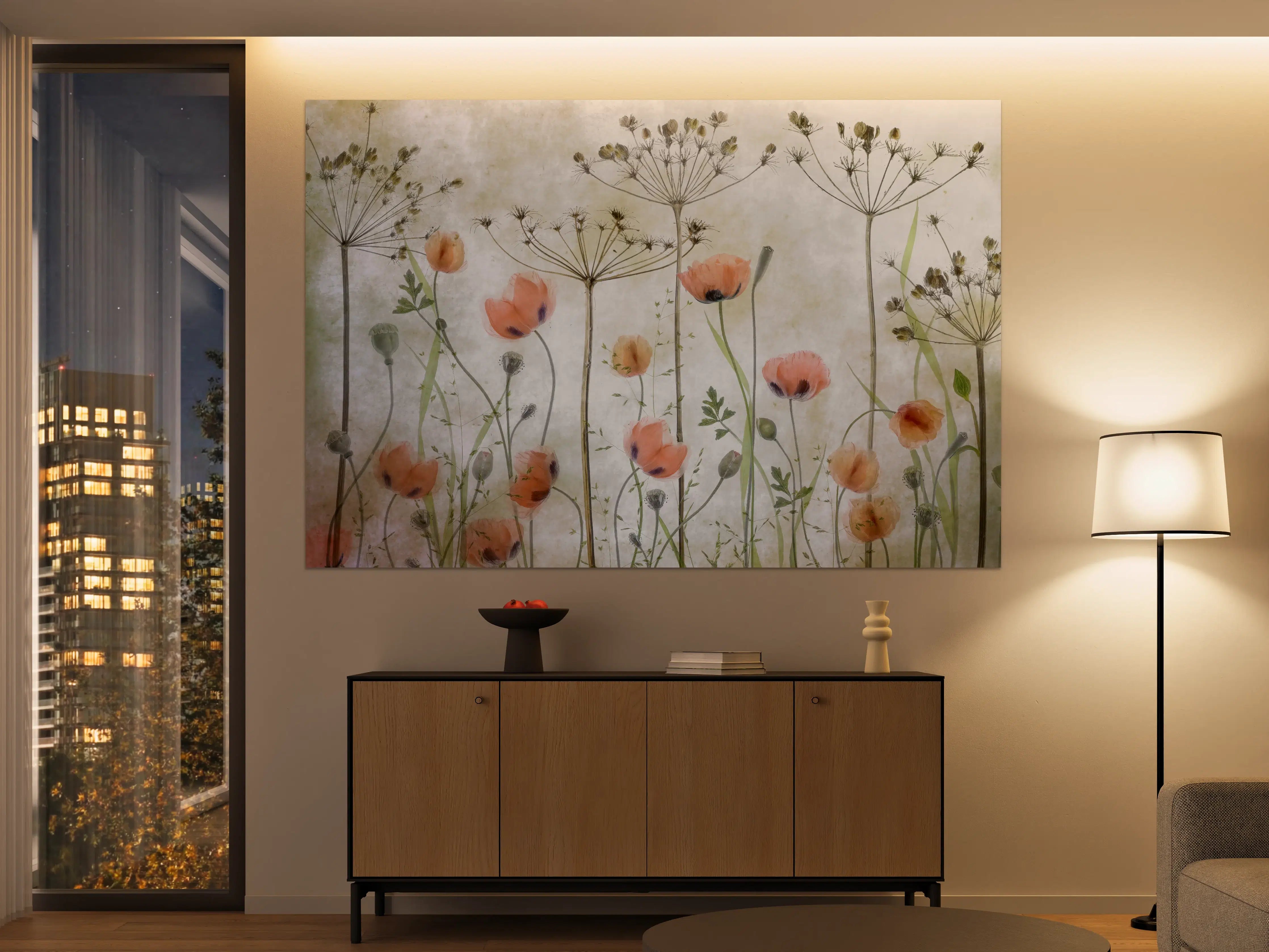 Große Wandbilder - Mohnblumen - Florale Zeichnung