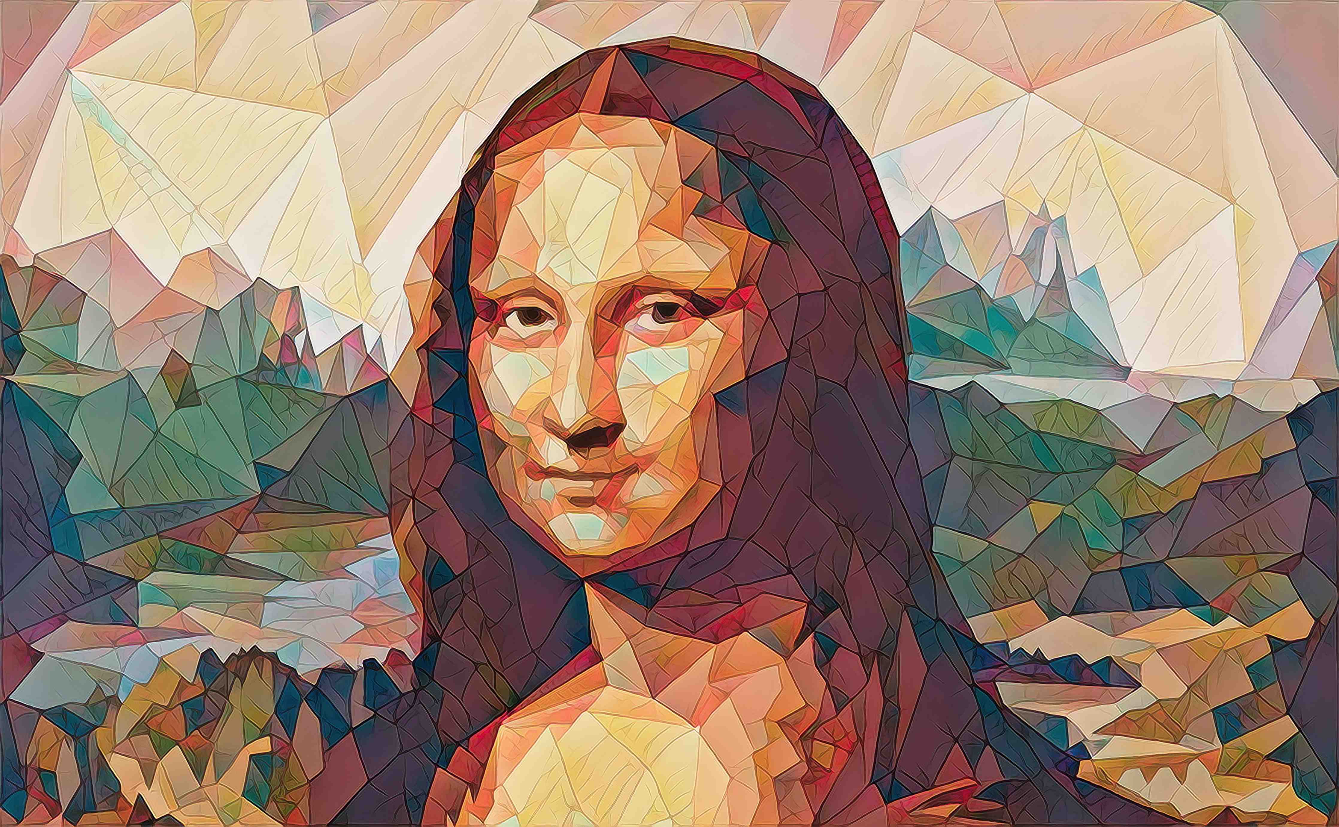 Große Wandbilder-Mona Lisa im modernen Polygon-Stil