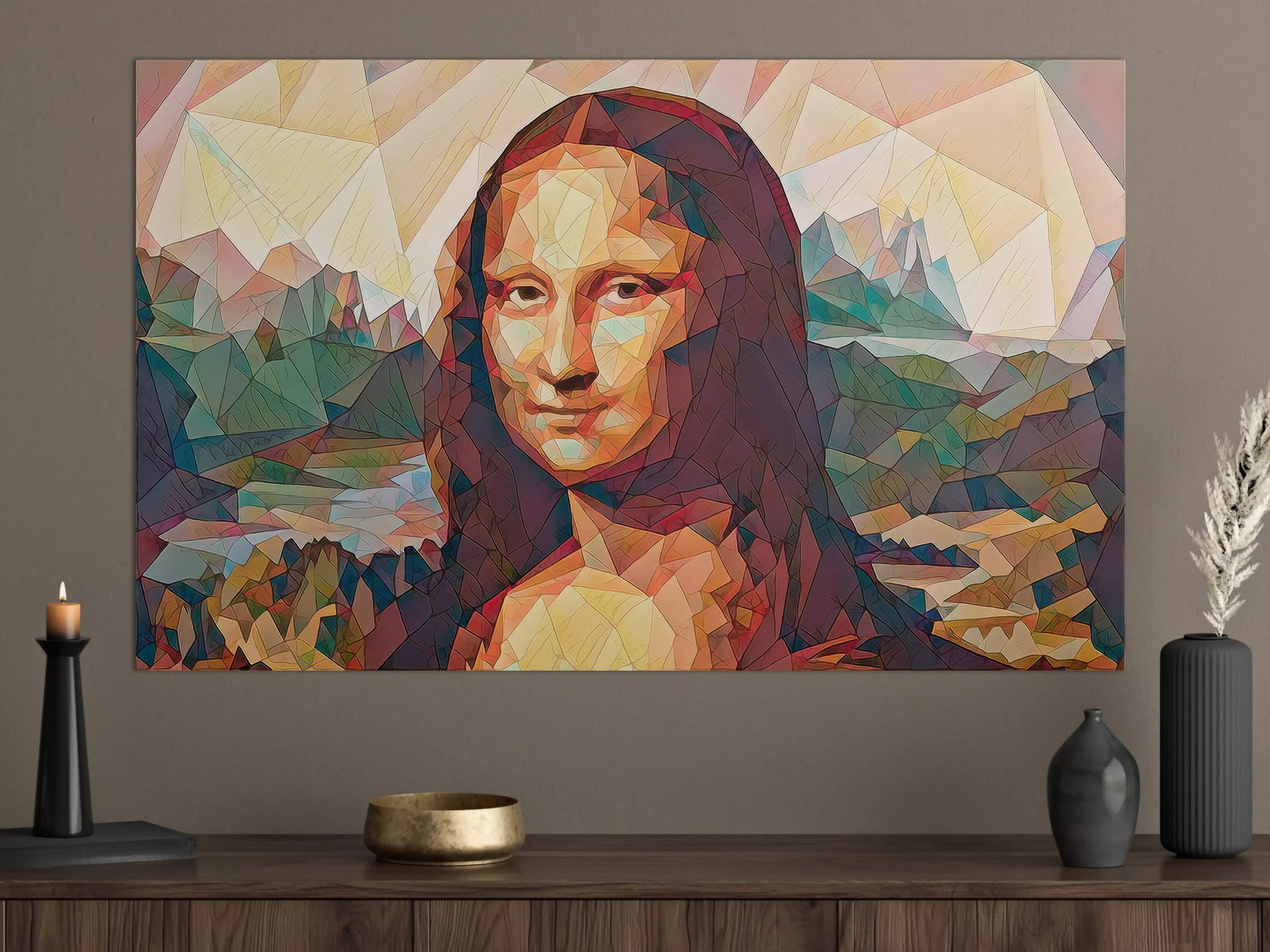 Große Wandbilder - Mona Lisa im modernen Polygon-Stil