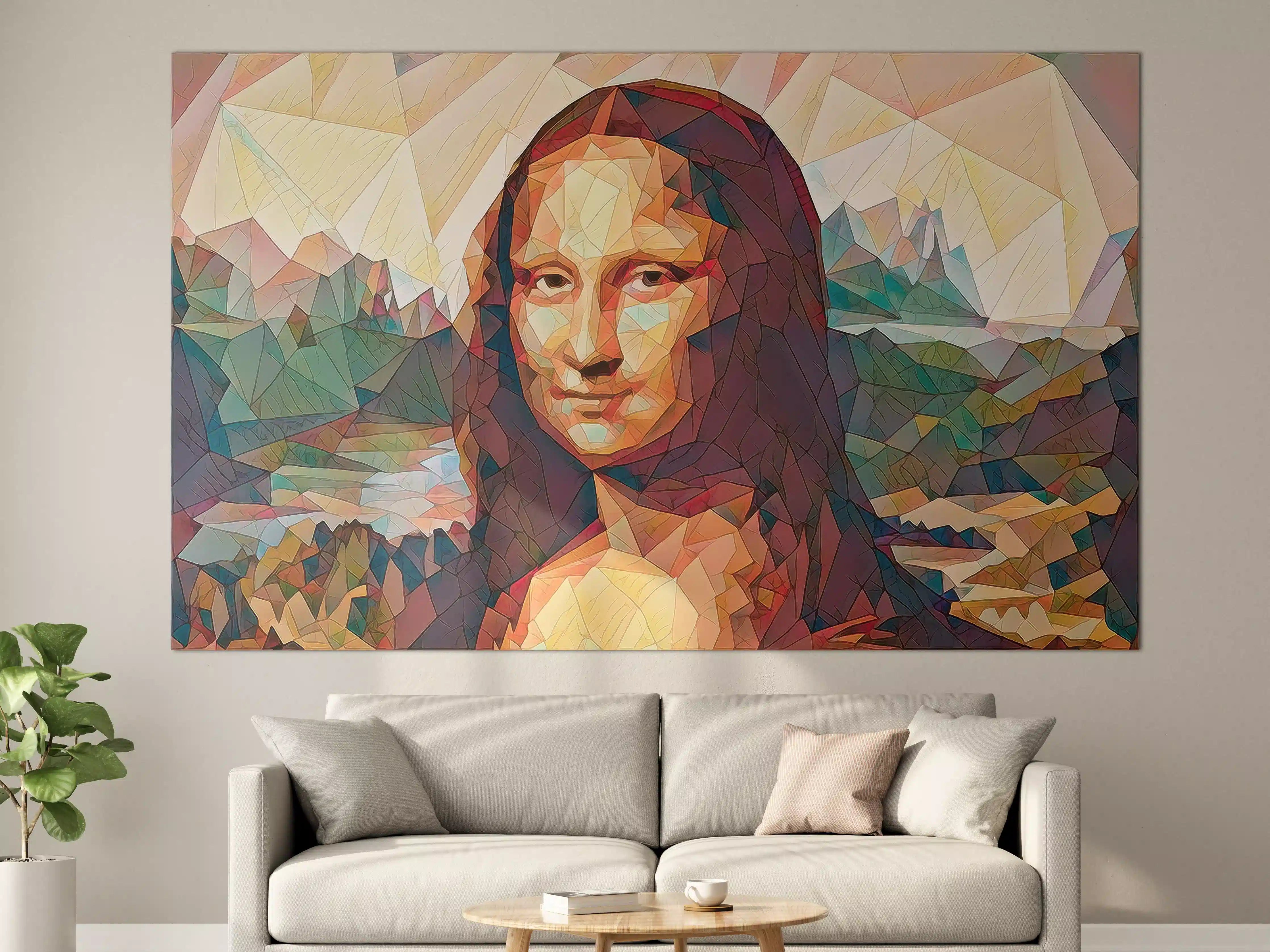 Große Wandbilder - Mona Lisa im modernen Polygon-Stil