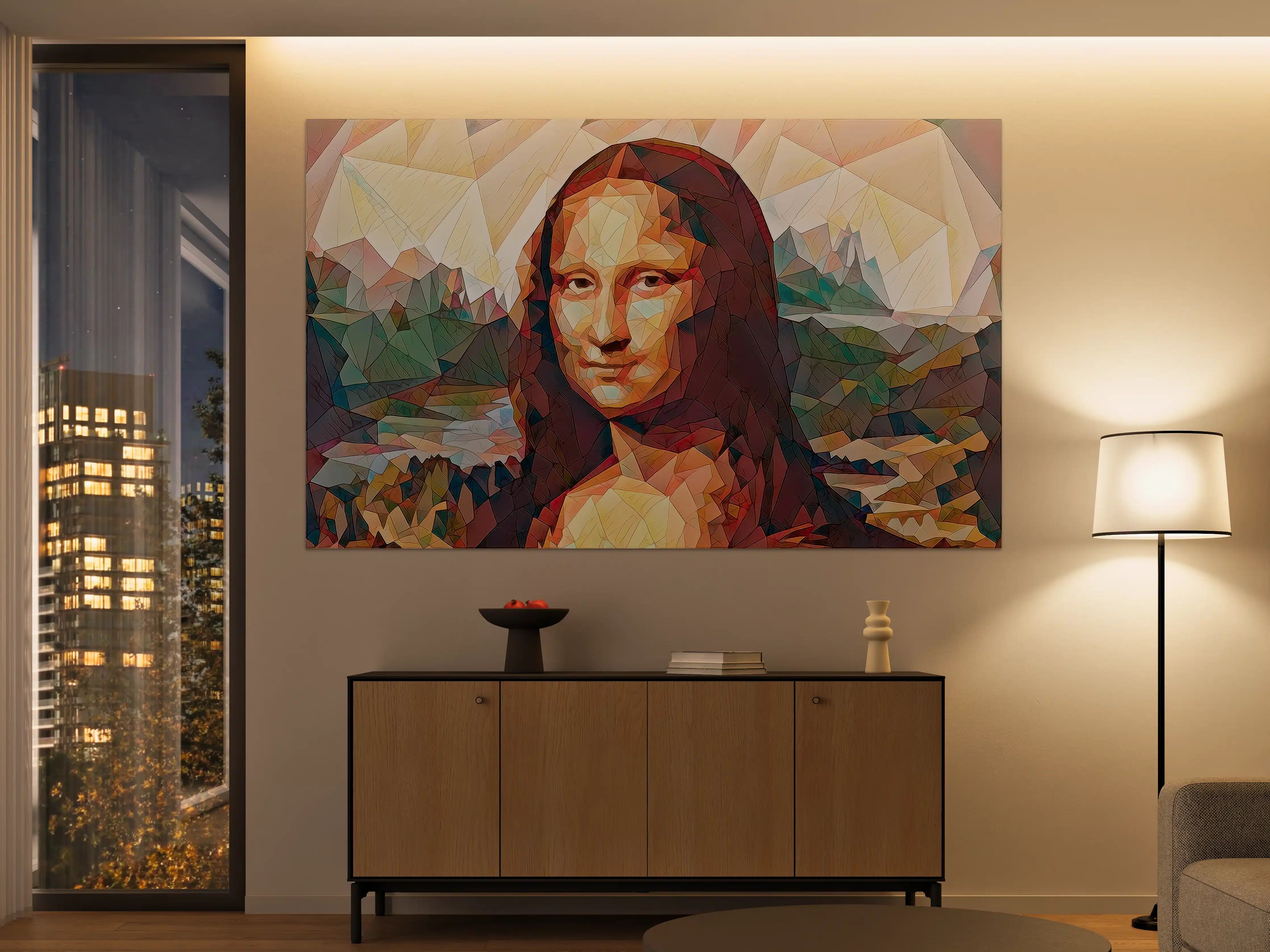 Große Wandbilder - Mona Lisa im modernen Polygon-Stil