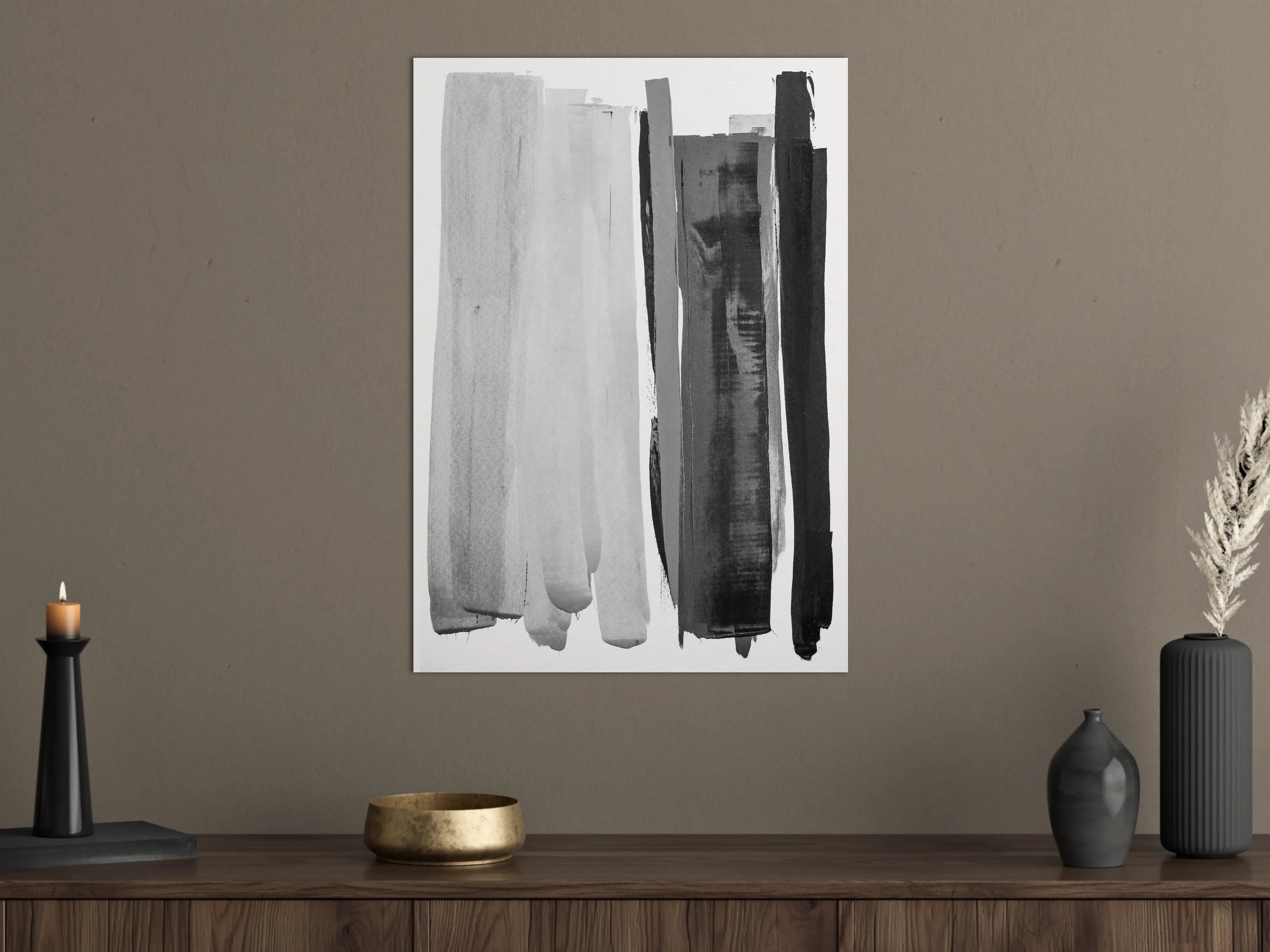 Große Wandbilder - Monochrome Aquarell-Striche
