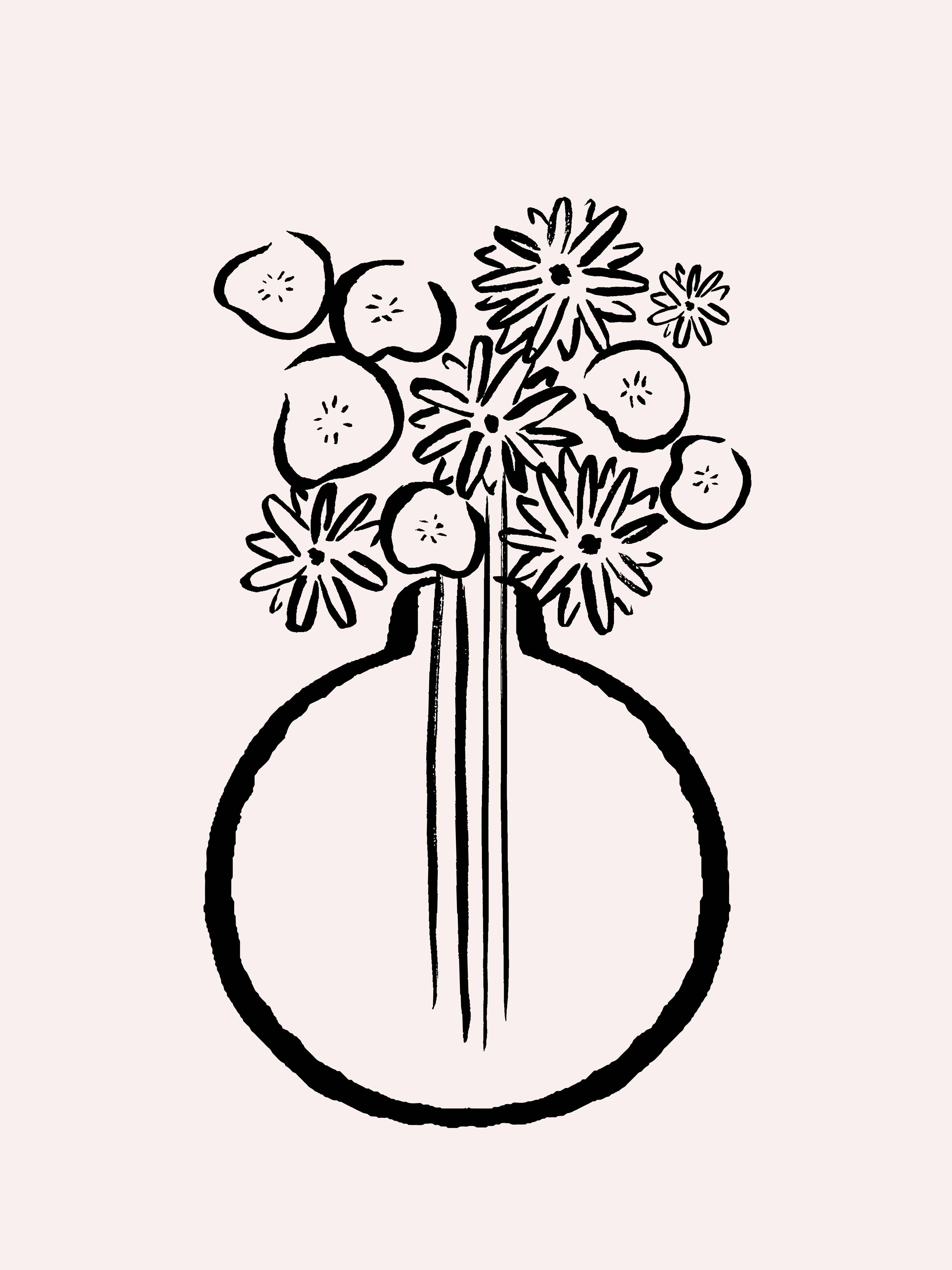 Große Wandbilder-Monochrome Blumenvase Schwarz-Weiß