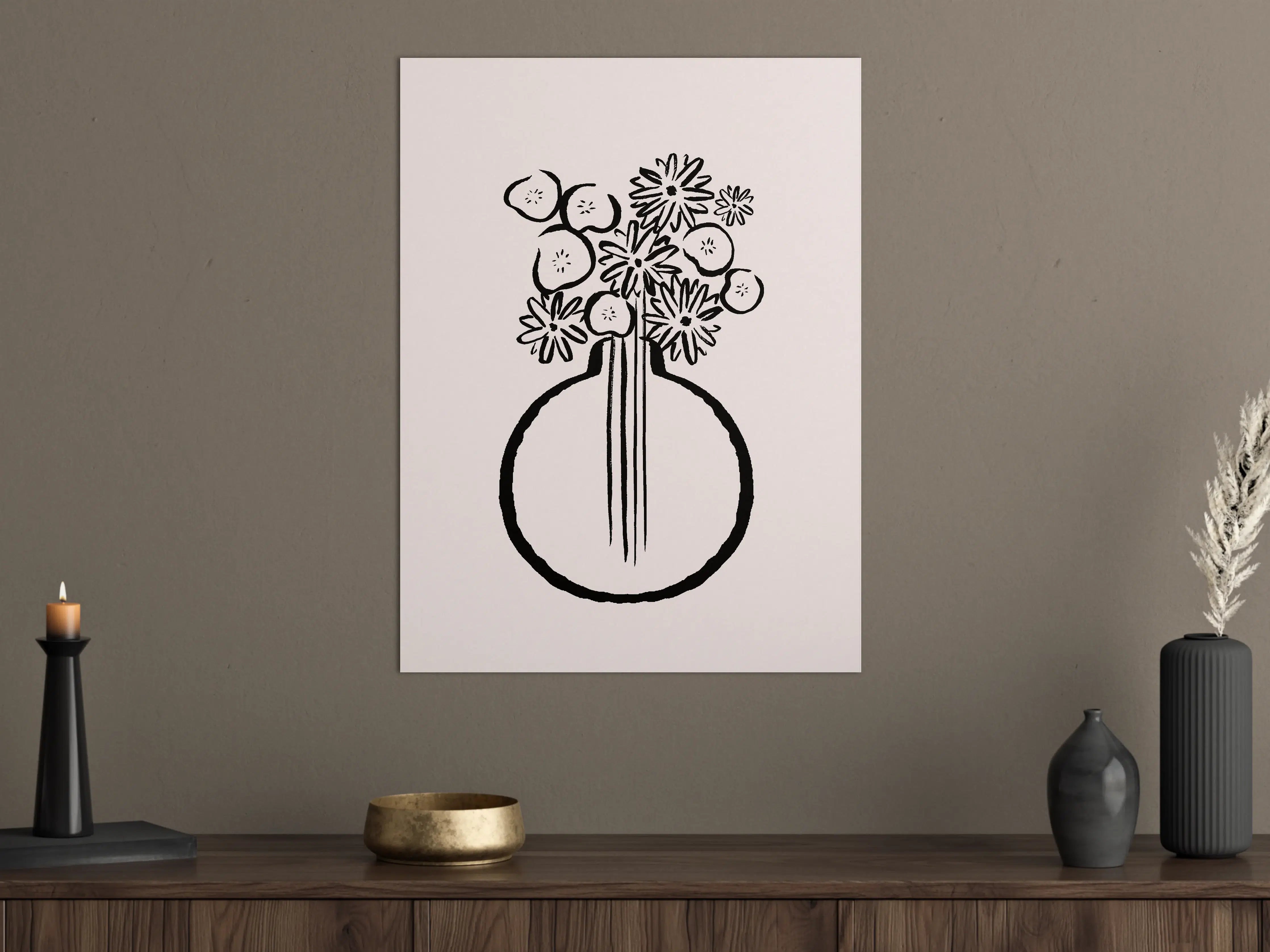 Große Wandbilder - Monochrome Blumenvase Schwarz-Weiß