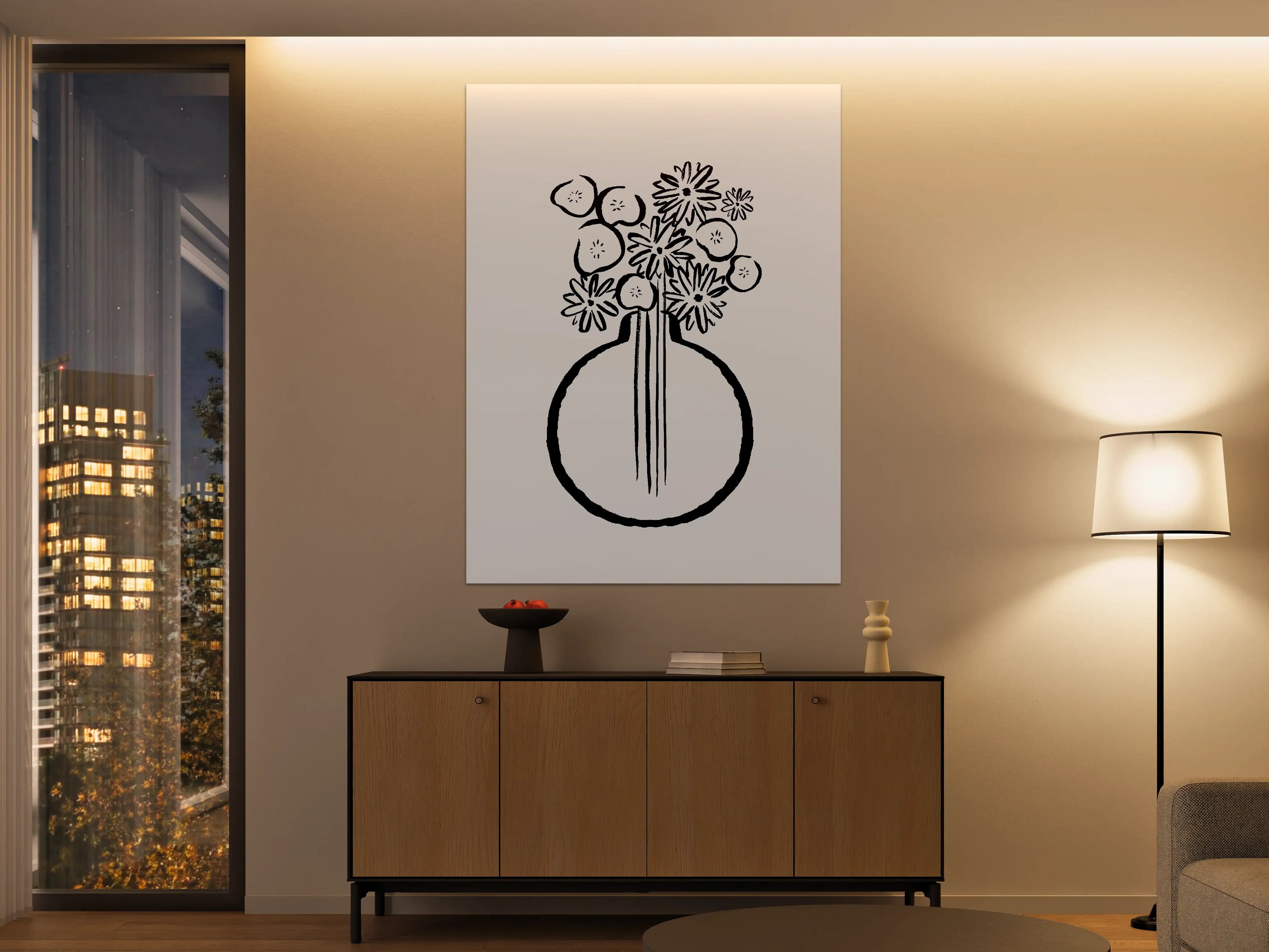 Große Wandbilder - Monochrome Blumenvase Schwarz-Weiß