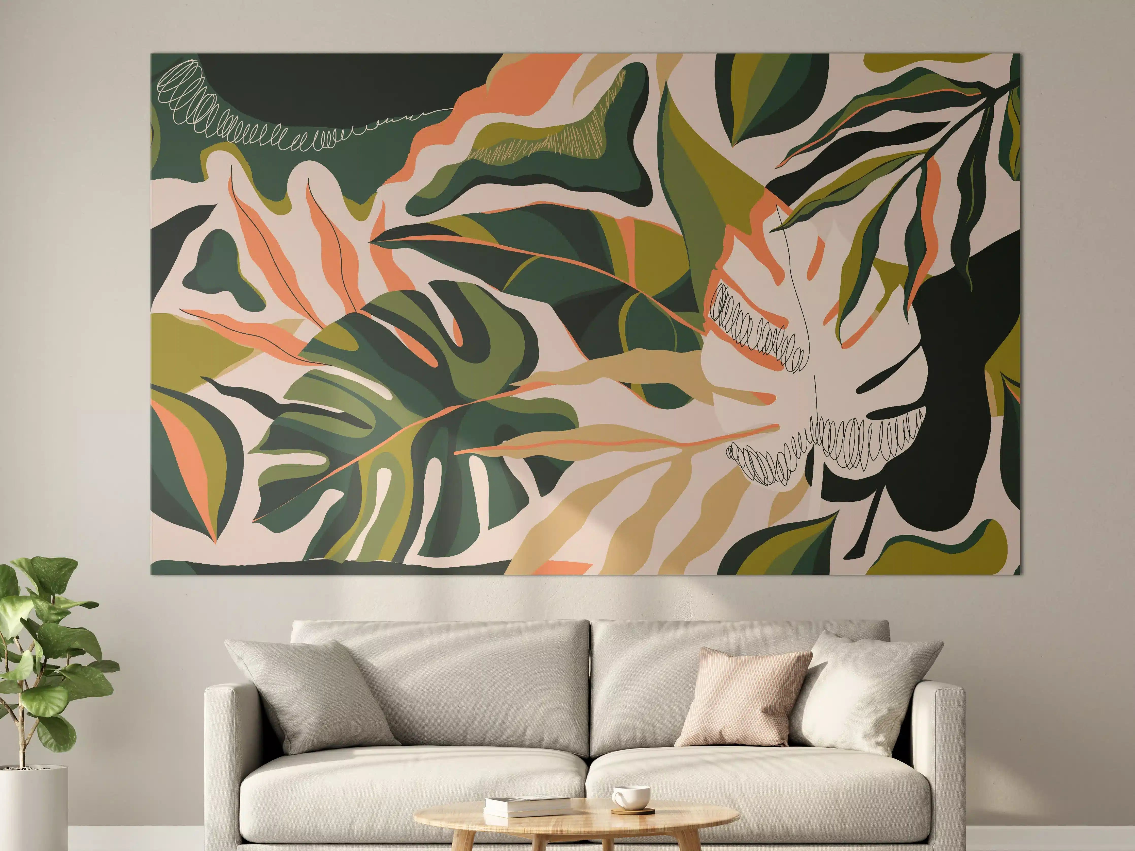 Große Wandbilder - Monstera Tropic Blattmuster